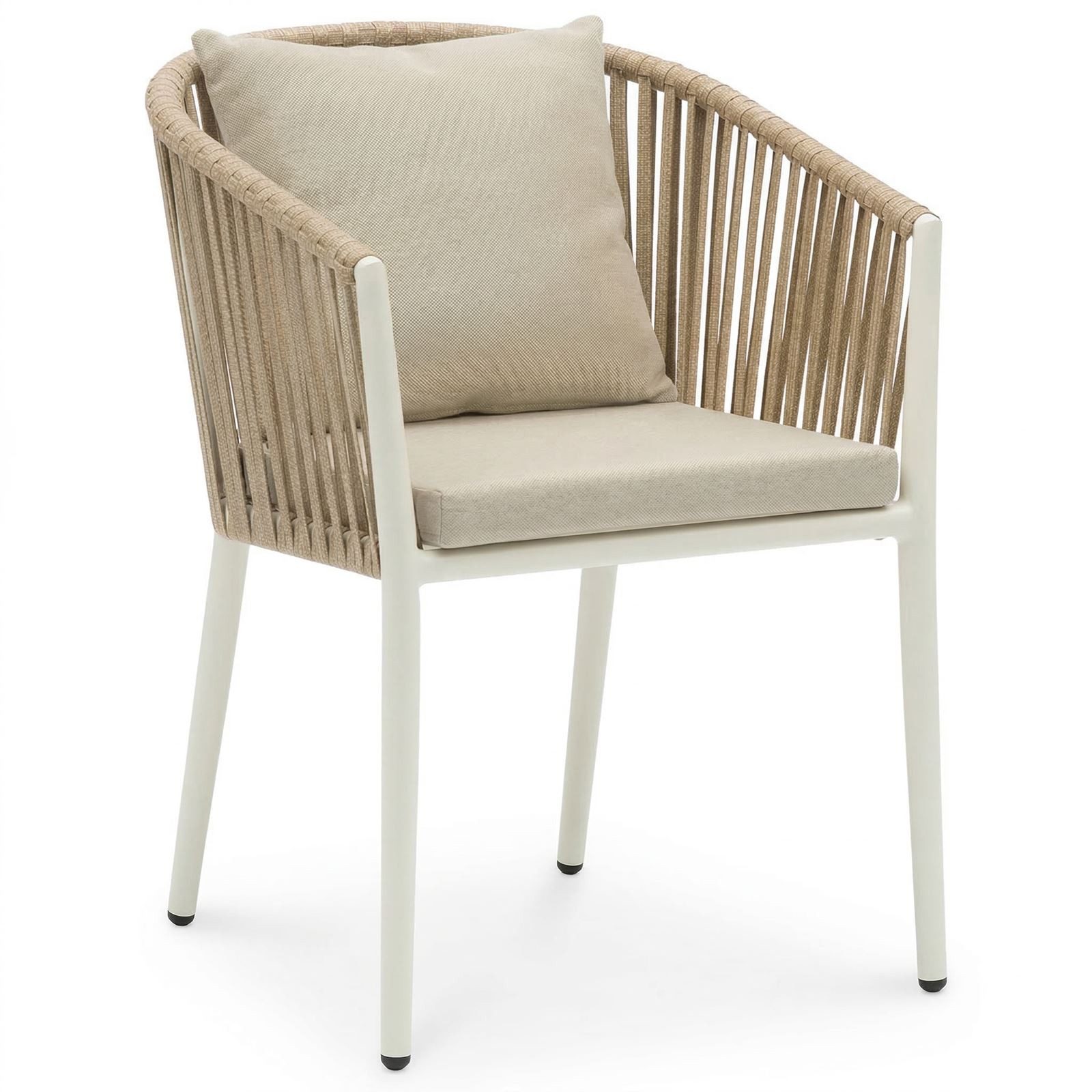 IDIMEX Garten-Essgruppe ISOLA, Gartenmöbel Set 6 Personen wetterfest aus Alu mit Rope Weiß/Beige