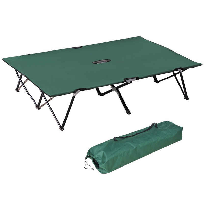 Outsunny Feldbett Campingbett Klappbar für 2 Personen Feldbett Klappbett (1 Tragetasche, 1-St., 1 Campingbett) Mit Reisetasche