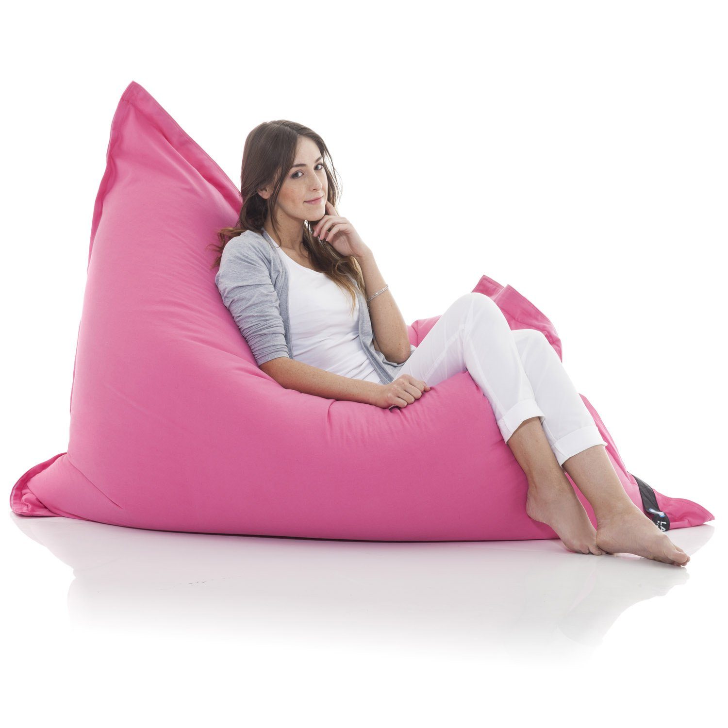 LazyBag Sitzsack Indoor XXL Riesensitzsack (Sitzkissen Bean-Bag, Baumwolle Bezug), 180 x 140 cm Pink