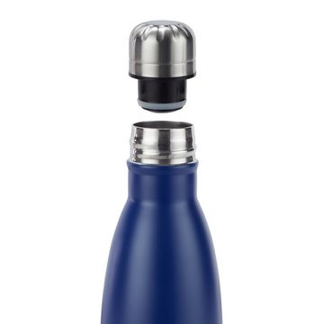 relaxdays Isolierflasche 3 x Trinkflasche Edelstahl blau