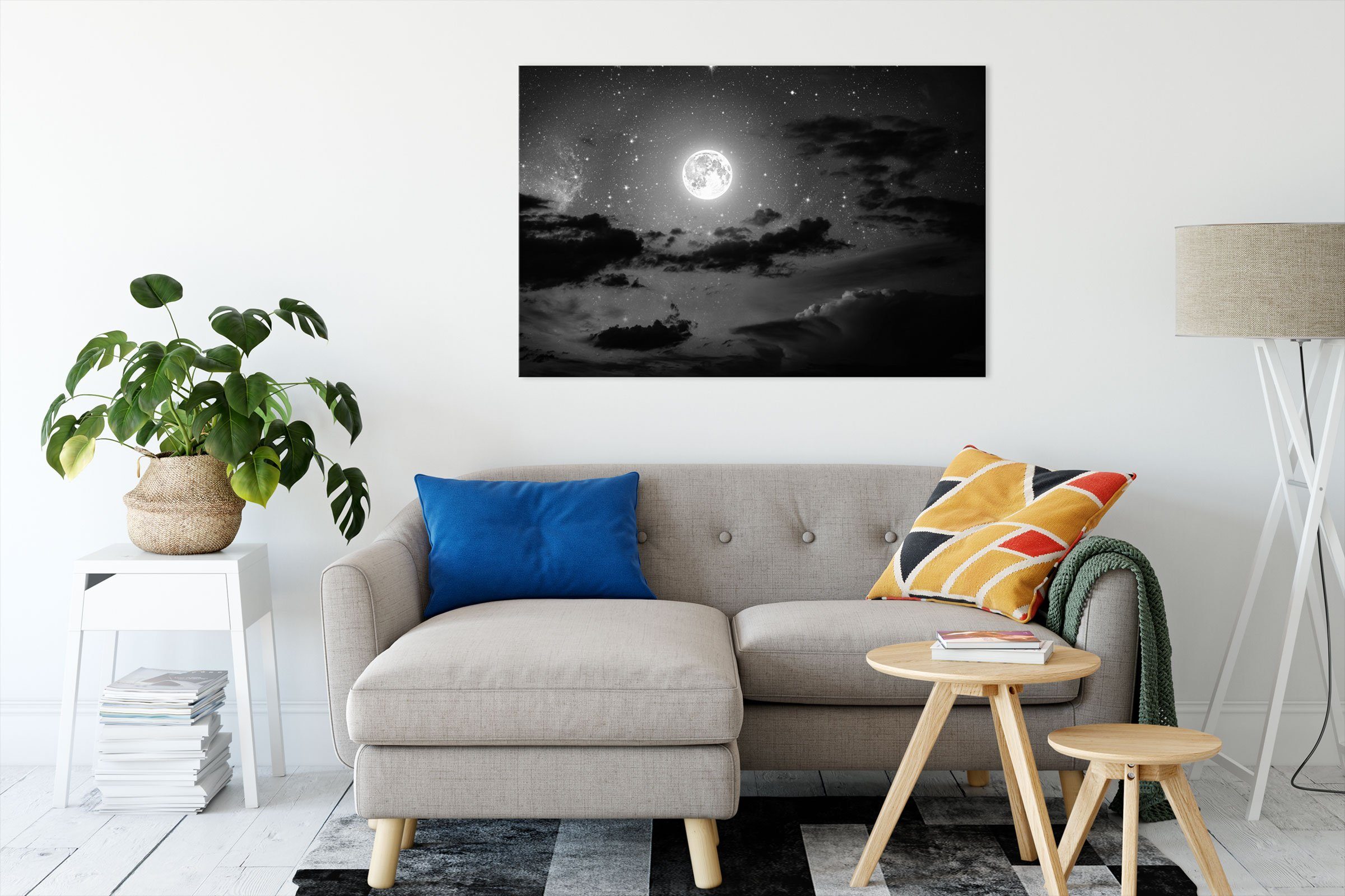 Pixxprint Leinwandbild Leuchtender Mond am Nachthimmel, Leuchtender Mond am günstig online kaufen