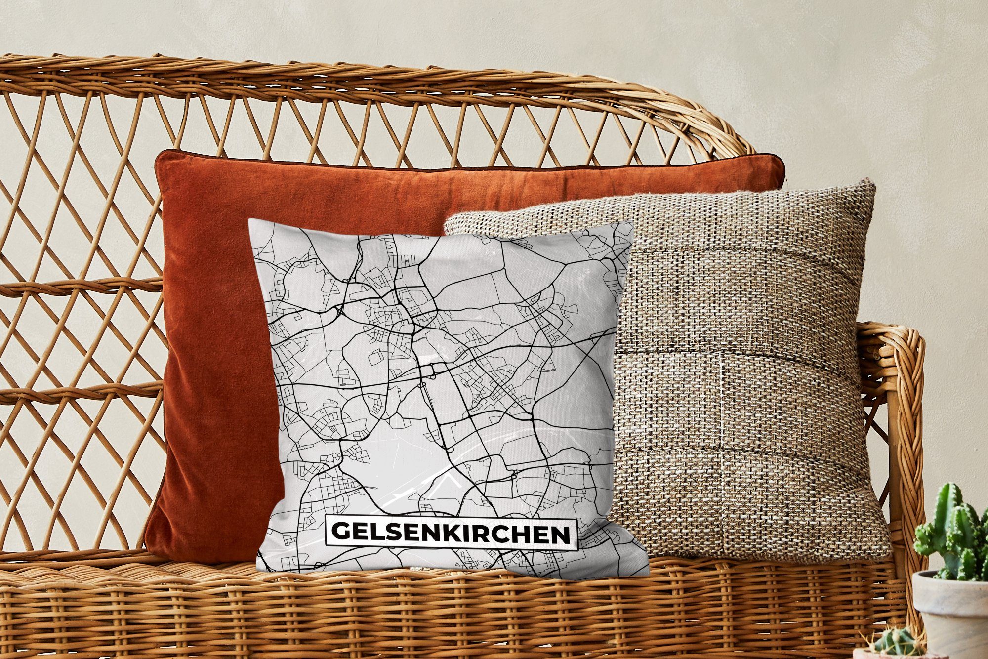 Sofakissen Deutschland Karte, - - Dekokissen Stadtplan Schlafzimmer, Zierkissen für Füllung Wohzimmer, MuchoWow Gelsenkirchen - mit Deko,