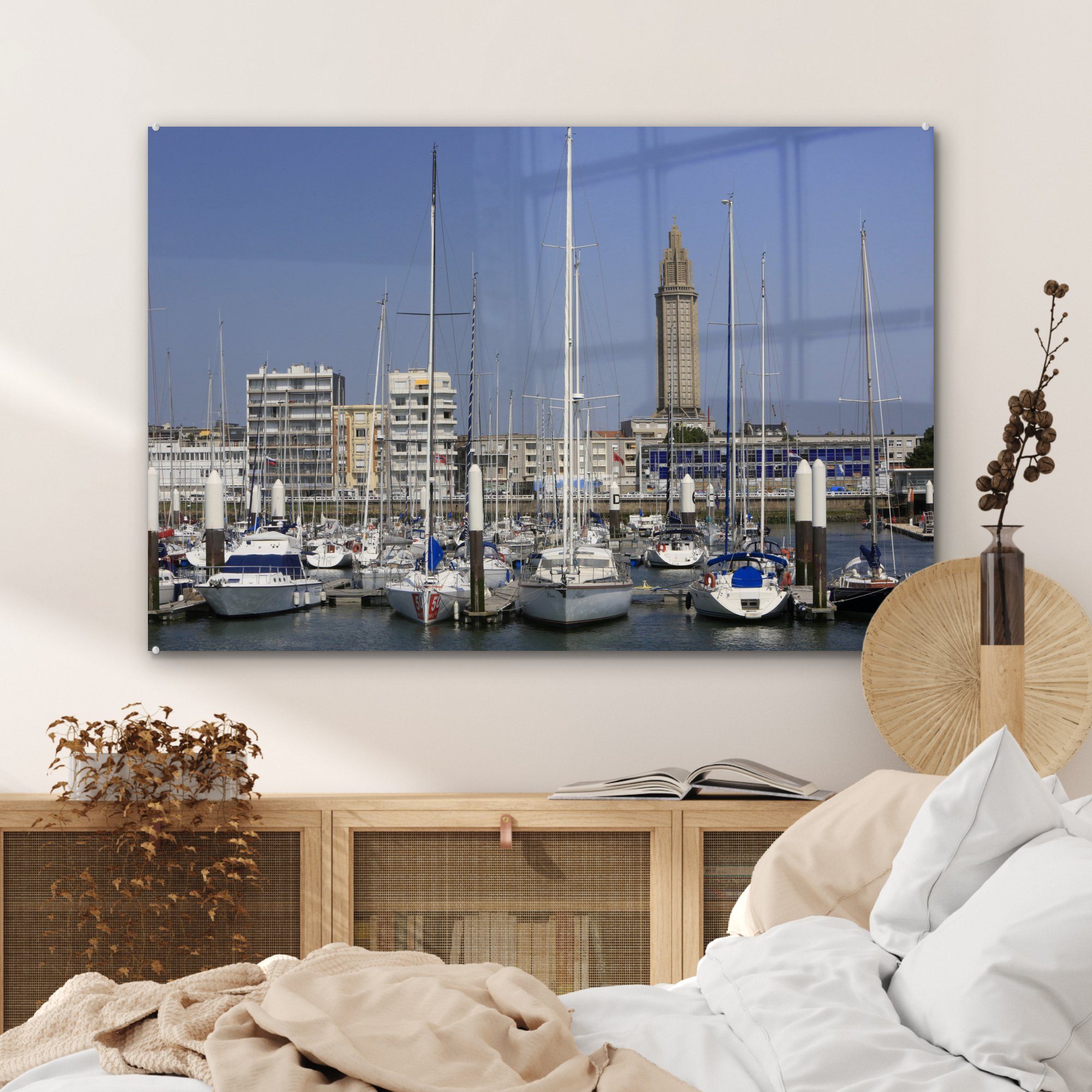 Schlafzimmer & Der Stadt französischen St), Le Acrylglasbilder Wohnzimmer der MuchoWow Hafen (1 Havre, Acrylglasbild