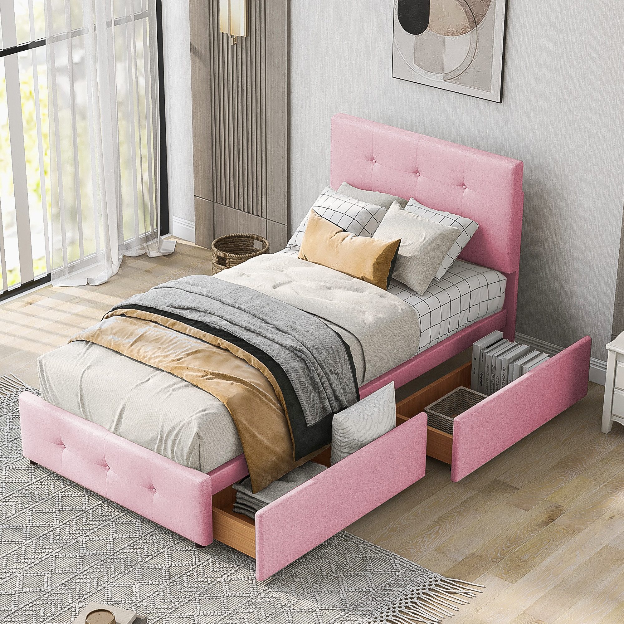 STILVORA Polsterbett 90x200 Kinderbett mit Matratze,Jugendbett günstig online kaufen