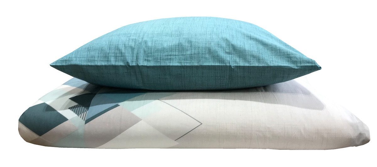 Buymax Bettwäsche Wende-Bettwäsche, Premium, Renforce: 100% Baumwolle, 3 teilig, 200x220 cm, Bettbezug-Set, mit Reißverschluss, Weiß Türkis – Bild 3 von 4