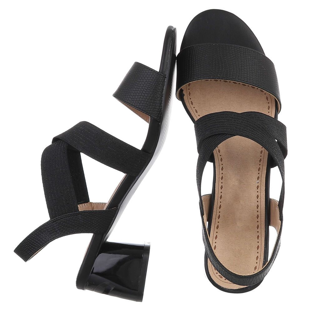 Ital-Design Elegante Sandalen mit Crossband und Blockabsatz für Damen Sandalette (91117367) Blockabsatz Sandalen & Sandaletten in Schwarz