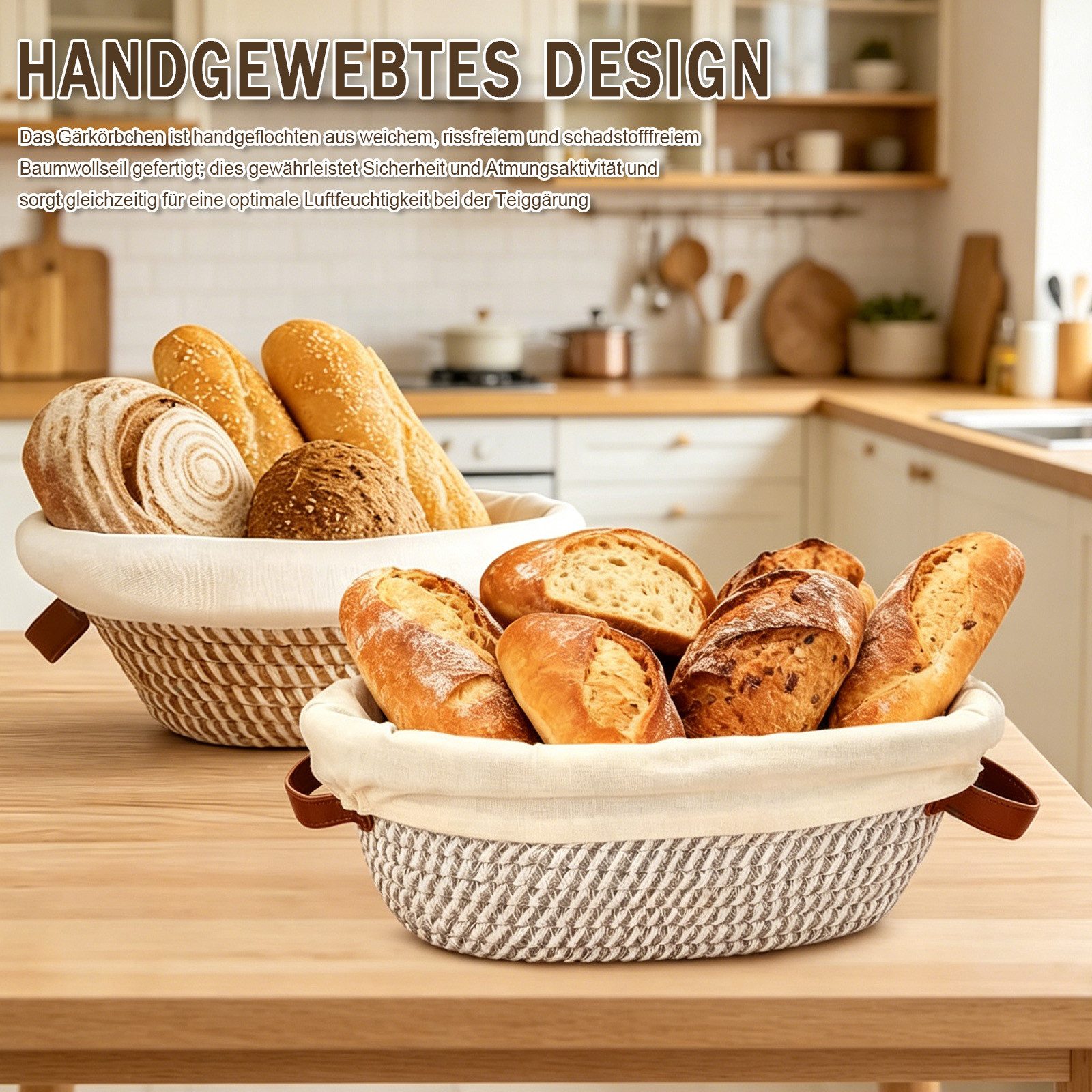 AKKEE Gärkorb 21-teilig Sauerteig-Starter-Set mit Liner Gärkörbchen für Brotteig, Komplettset zum Brotbacken für Anfänger und erfahrene Hobbybäcker
