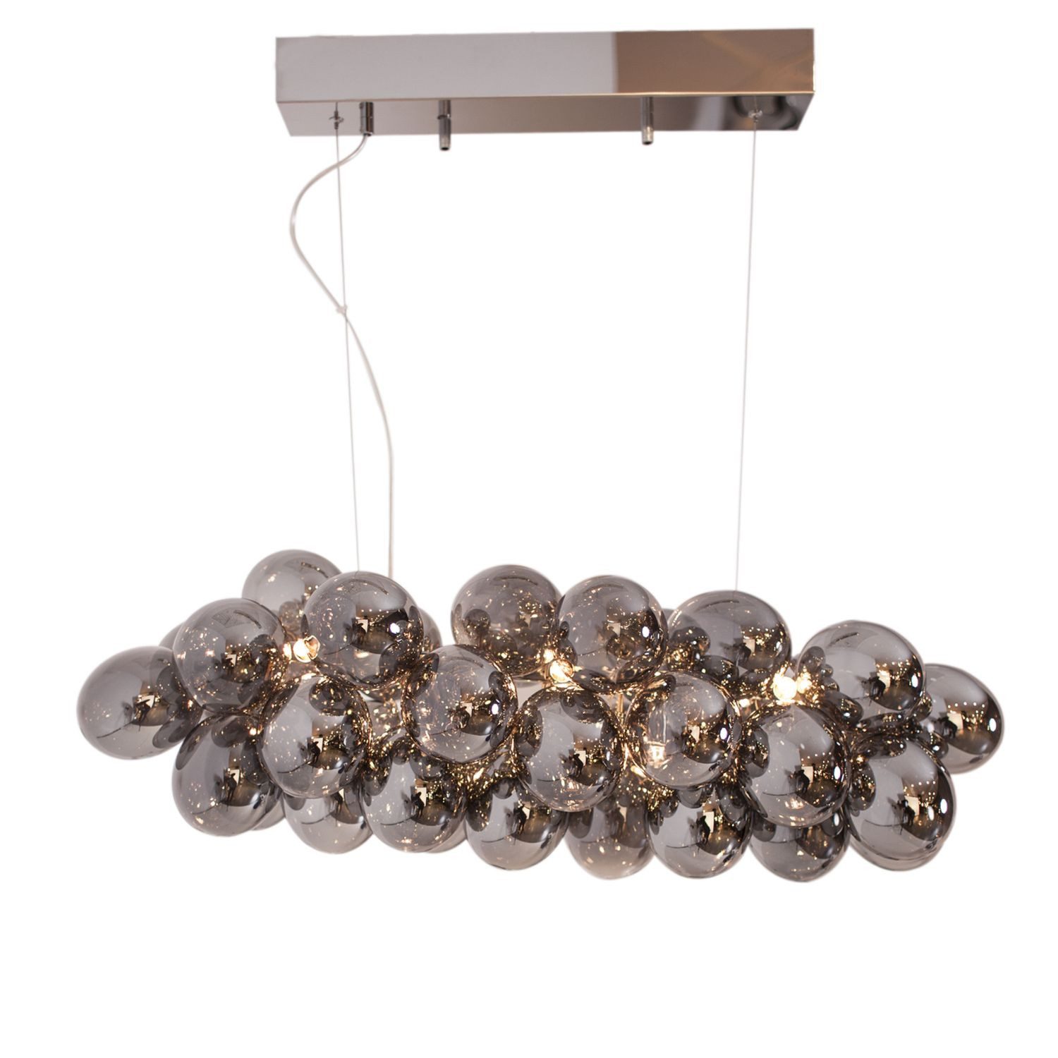 Licht-Erlebnisse Pendelleuchte MAGNUS, ohne Leuchtmittel, Rauchglas Metall 80 cm lang H: max. 120 cm verstellbar Chrom Grau