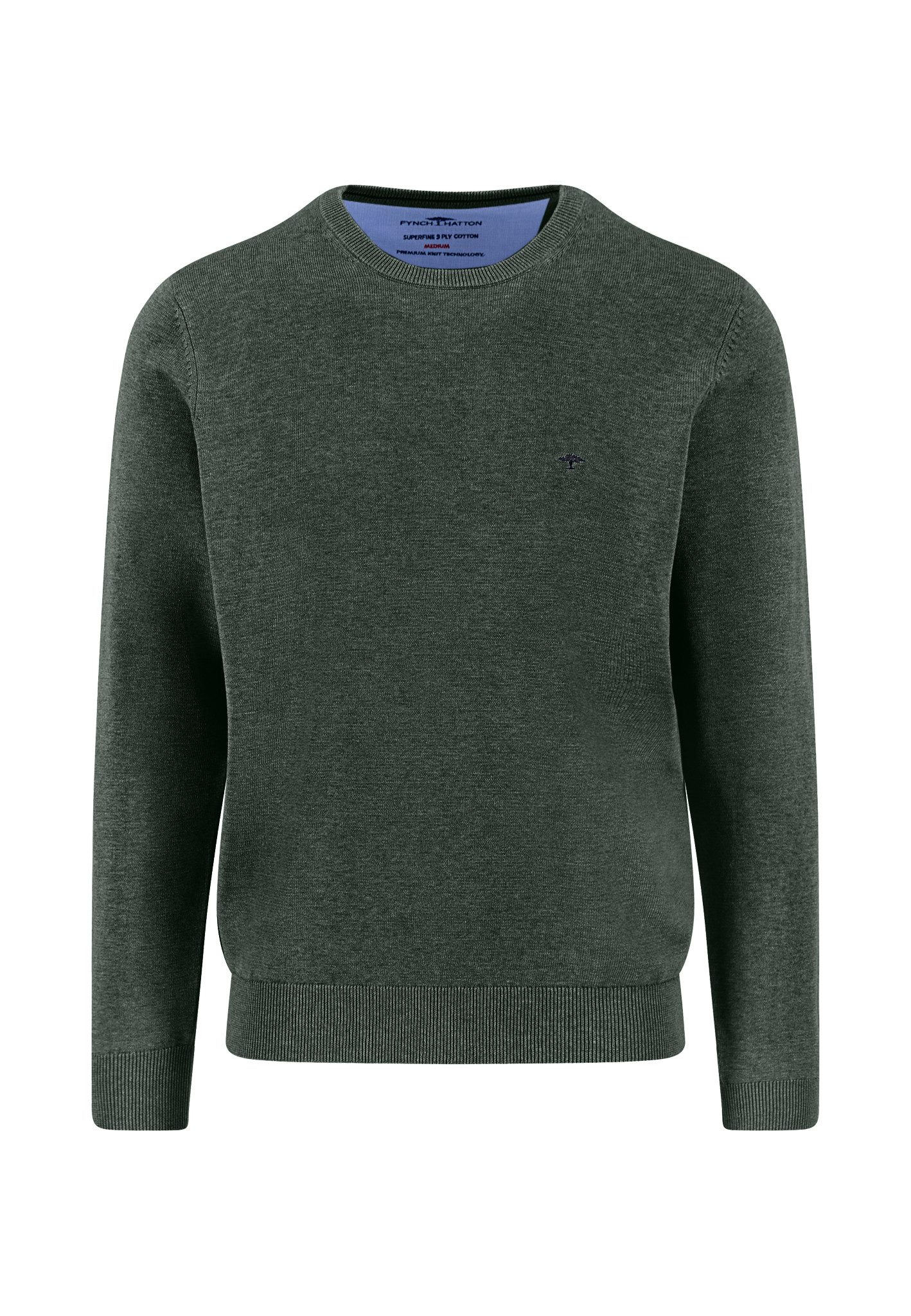 FYNCH-HATTON Strickpullover O-Neck, Superfine dark ivy günstig online kaufen