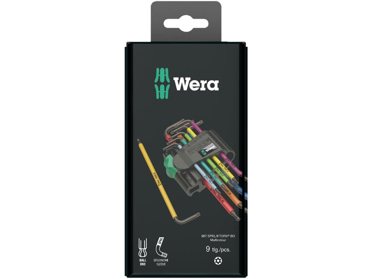 Wera Schraubendreher 967 SPKL/9 Torx BO, (Set, 9 St), für TORX Verschraubungen, farbcodierte Ummantelung