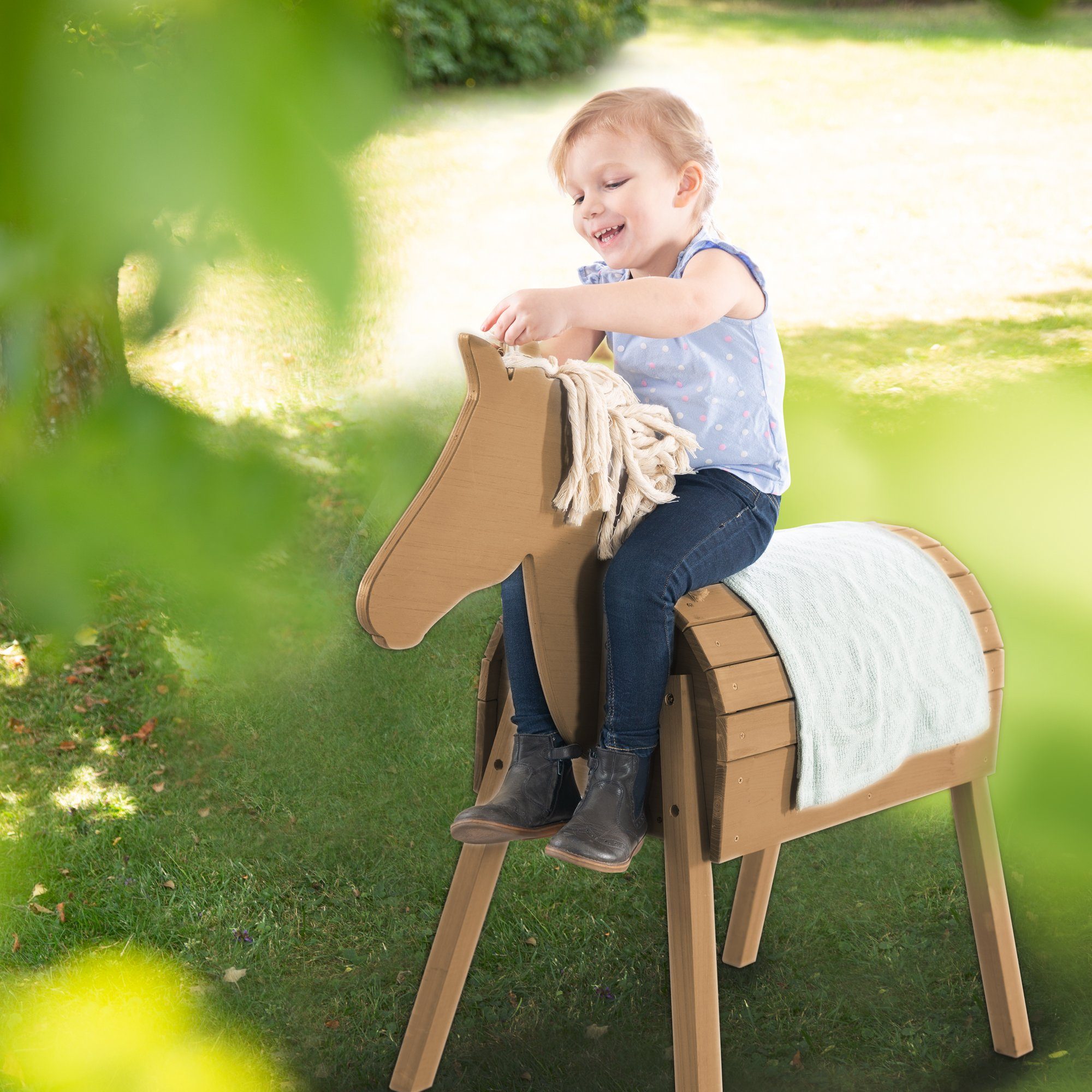 roba® Holzpferd Outdoor- & Voltigierpferd, Mähne und Schweif frisierbar