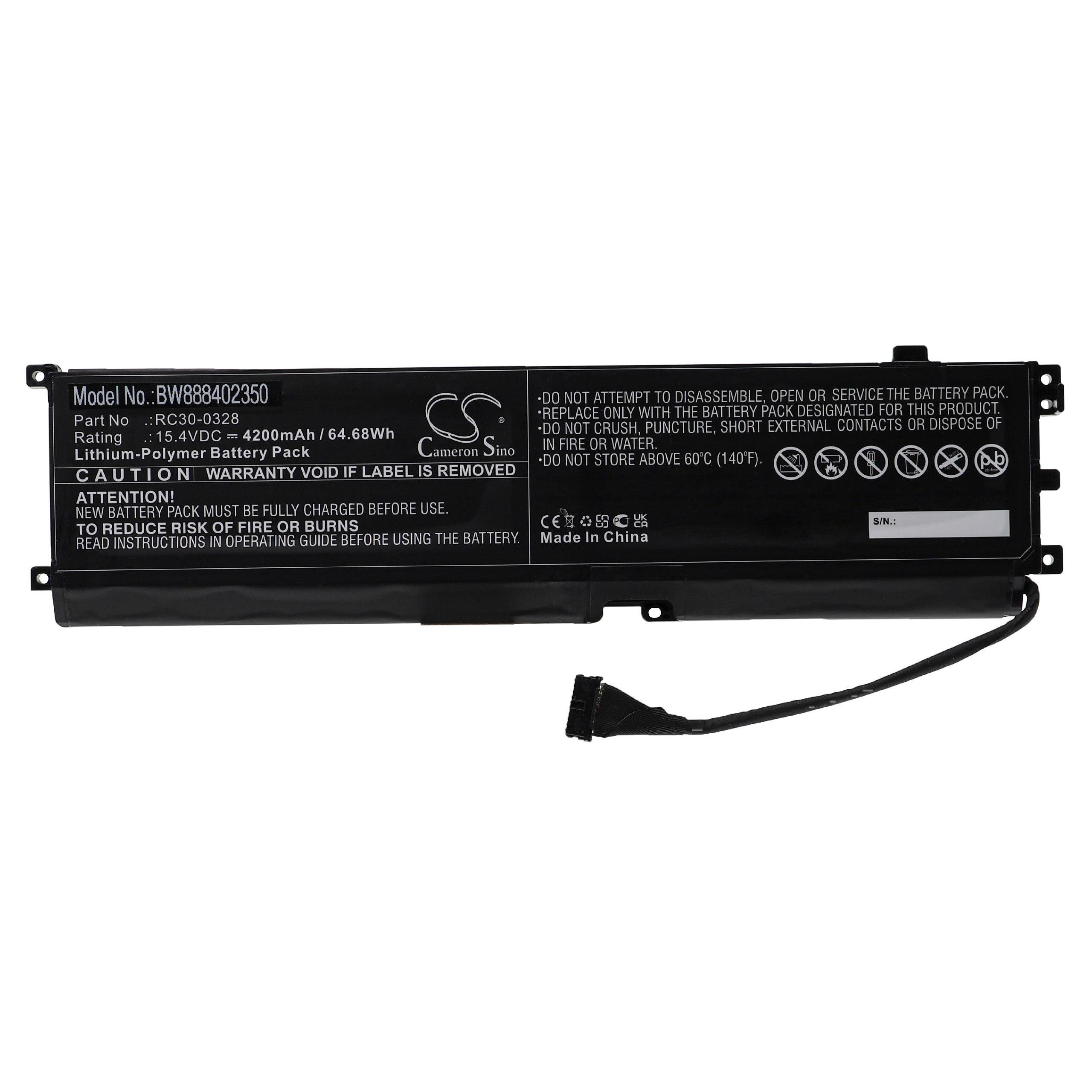 vhbw Akku passend für Razer Blade 15 RZ09-03305x, RZ09-03304x, RZ09-0328, Laptop-Akku Akku Li-Polymer 4200 mAh (15,4 V), Leistungsfähiger Austausch-Akku für Gaming-Laptop, Wiederaufladbar