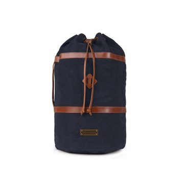 DRAKENSBERG Rucksack Seesack »Robin« (M) Marine-Blau, kleine Vintage Reisetasche mit Rucksackfunktion aus Canvas und Leder