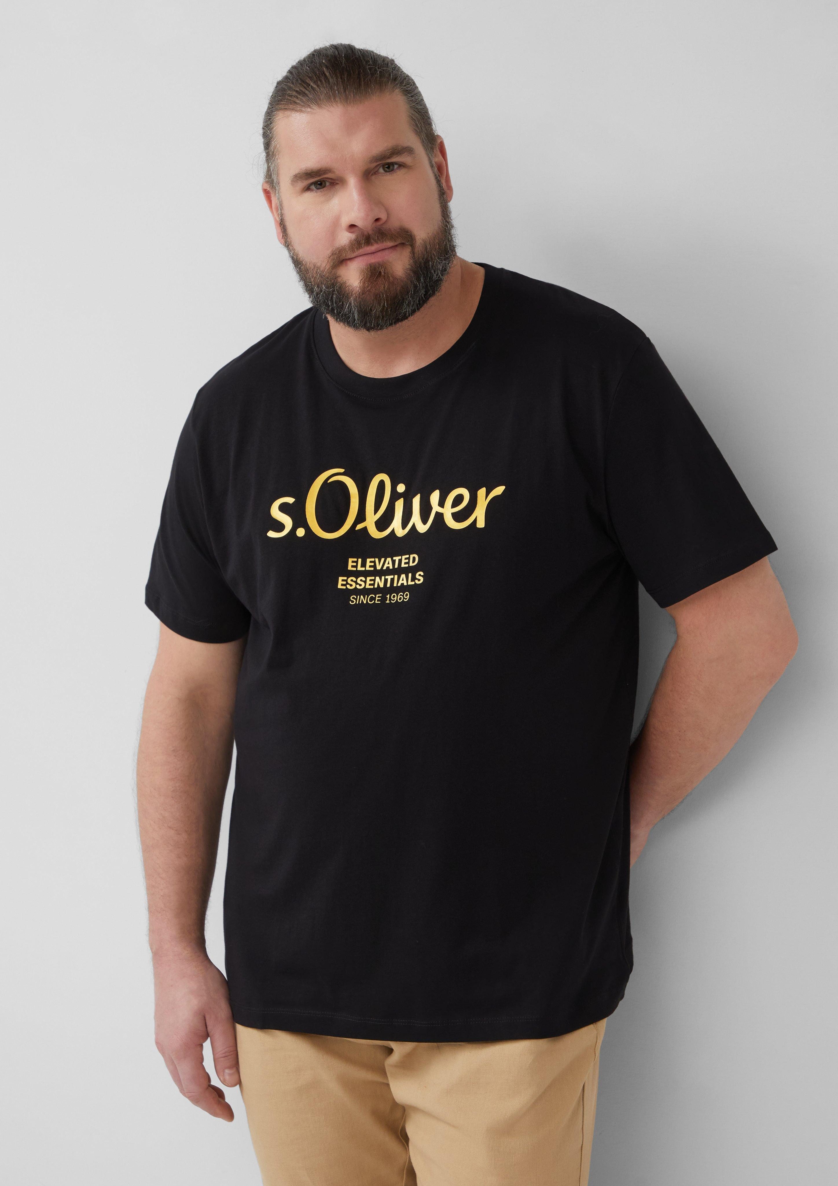 s.Oliver Kurzarmshirt Baumwoll-T-Shirt mit Logo-Print günstig online kaufen