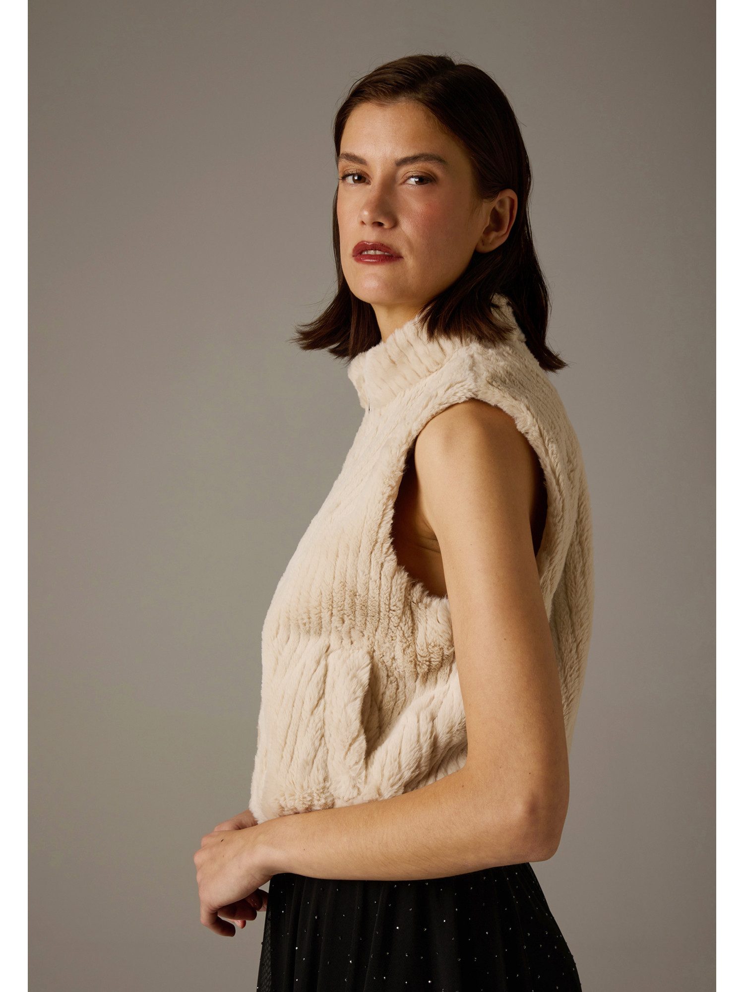 MORE&MORE Strickweste kuschelige Fellimitatweste günstig online kaufen