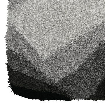 Badematte KALI, spirella, rechteckig, Höhe: 25 mm, Badteppich Hochflor, 100% Acryl, Anti-Rutsch-Beschichtung, Für Fußbodenheizung geeignet, Waschbar 40°, Schnelltrocknend, Grau, 40 x 60 cm