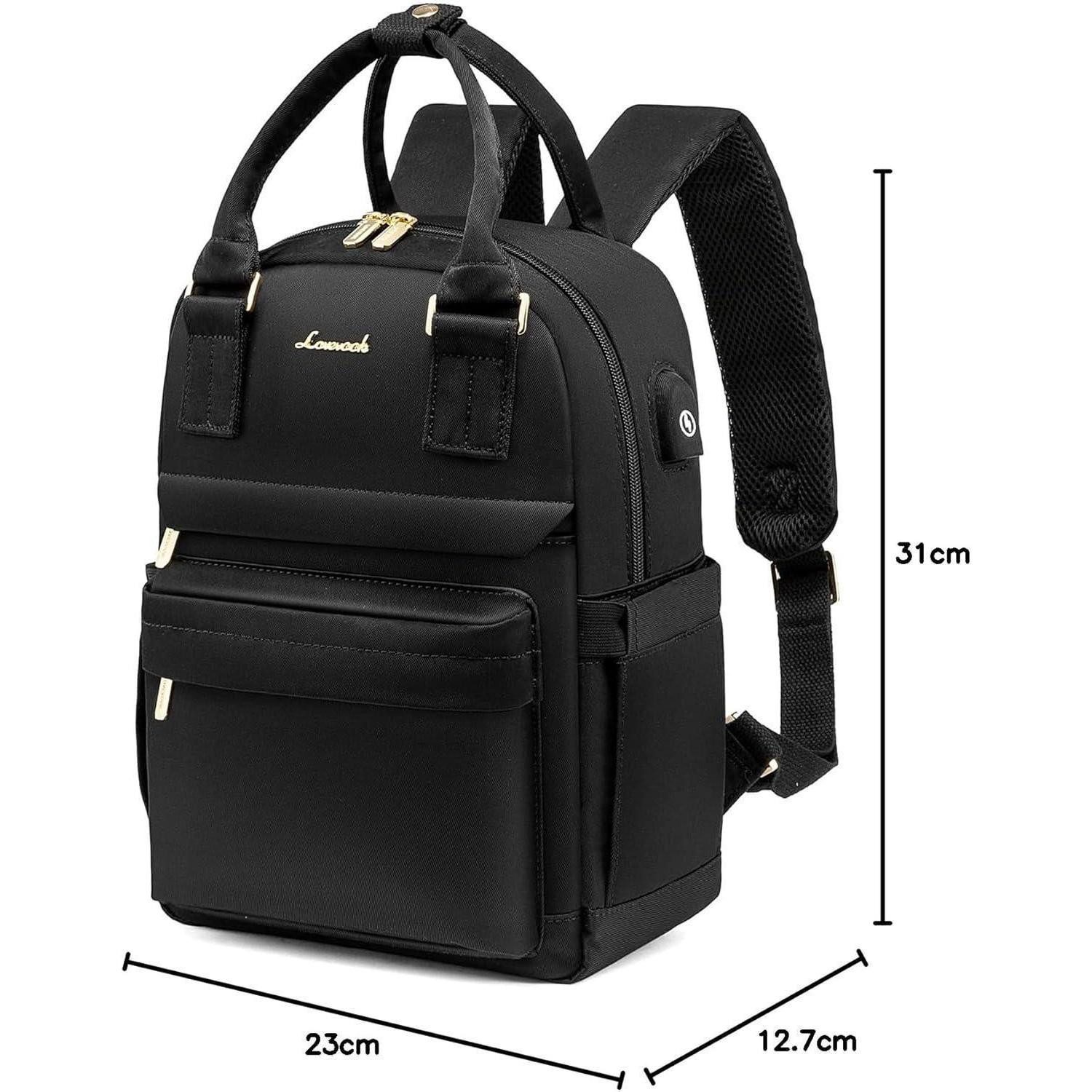 LuxusKollektion Cityrucksack Damen Mini Rucksack Schwarz Wasserdicht Daypack Handtasche 2 in 1