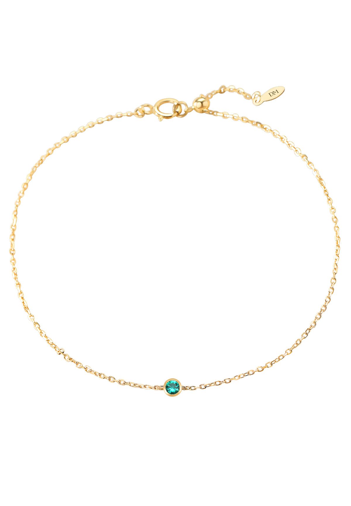 Dear Me Goldarmband Smaragd-Seele, 585er Massivgold Armkette, 14K Gold Smaragd-Armkettchen, 585 Echtgold Schmuck