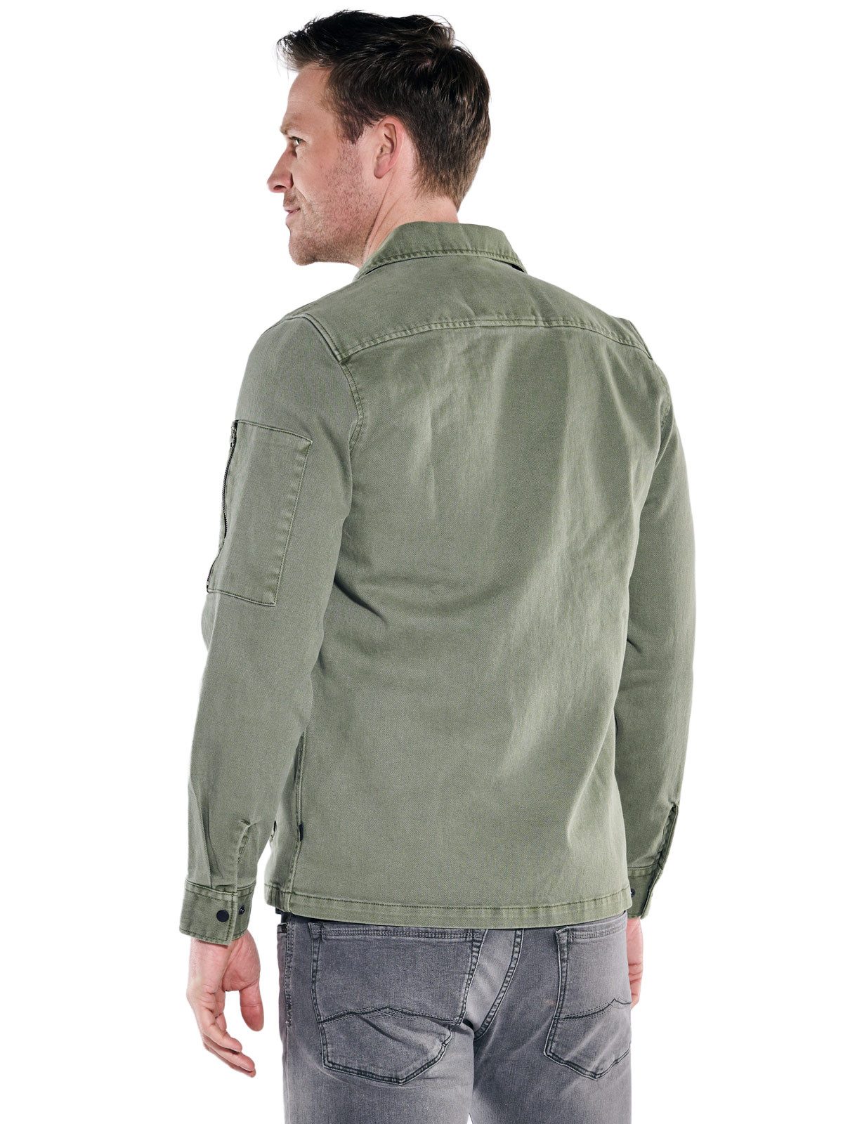 Engbers Langarmhemd Herren Overshirt aus kernigem Twill, Khaki günstig online kaufen