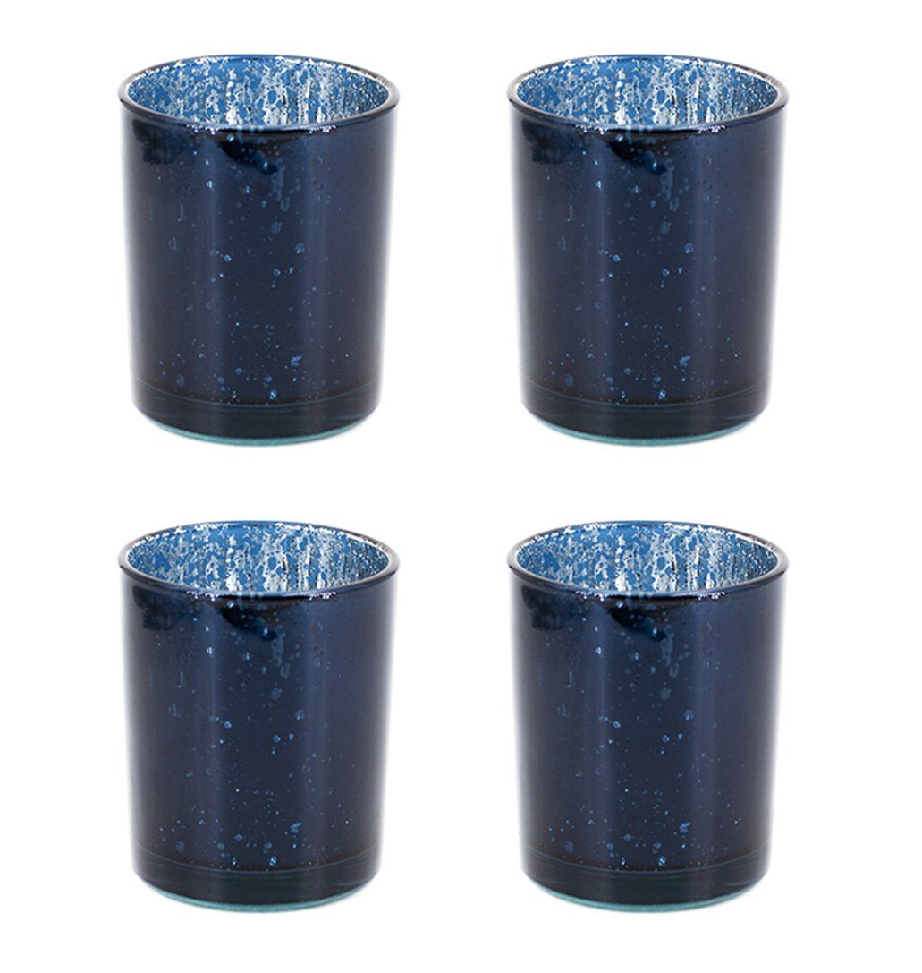 Creativery Teelichthalter, Teelichthalter 4er 6x7,2cm dunkelblau Set Glas