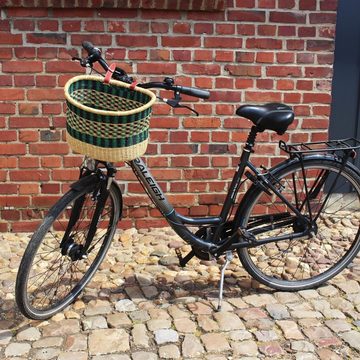 mitienda Fahrradtasche Fahrradkorb Amsterdam mit Querstreifen grün/blau