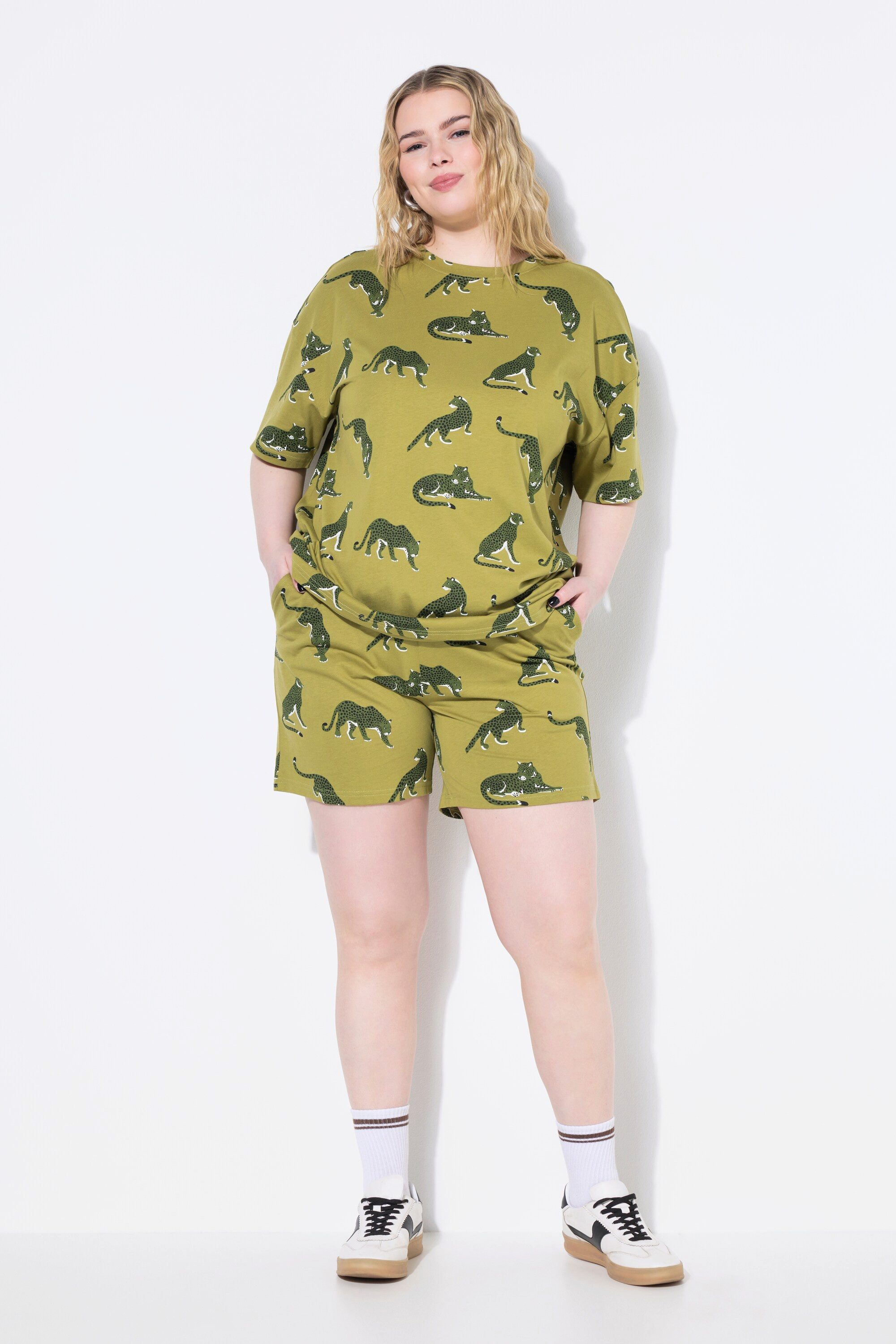Studio Untold Pyjama Schlafanzug kurzer Zweiteiler oversized Leoparden