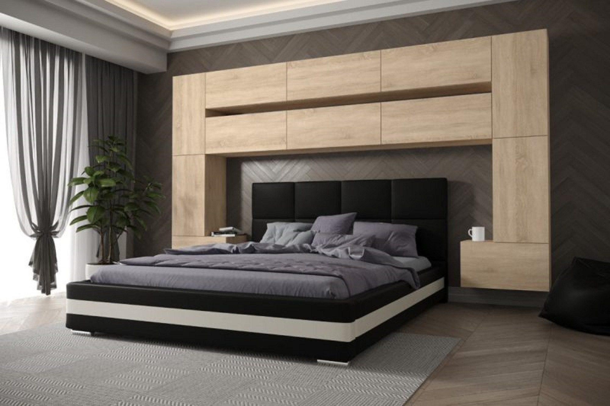 ROYAL24_MARKT Schlafzimmer-Set - Bett mit Panama Schränken, (Komplett Set, 12-St., Premium - Panama 7), Stilvolle Einrichtung - Eleganz in jedem Raum.
