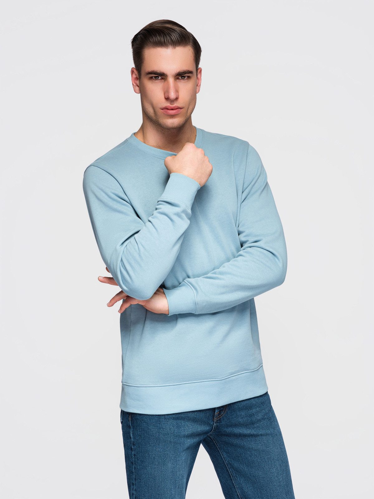 Sweatshirt Herren Sweatshirt Basic Rundhals Langarm Denim blue XXL