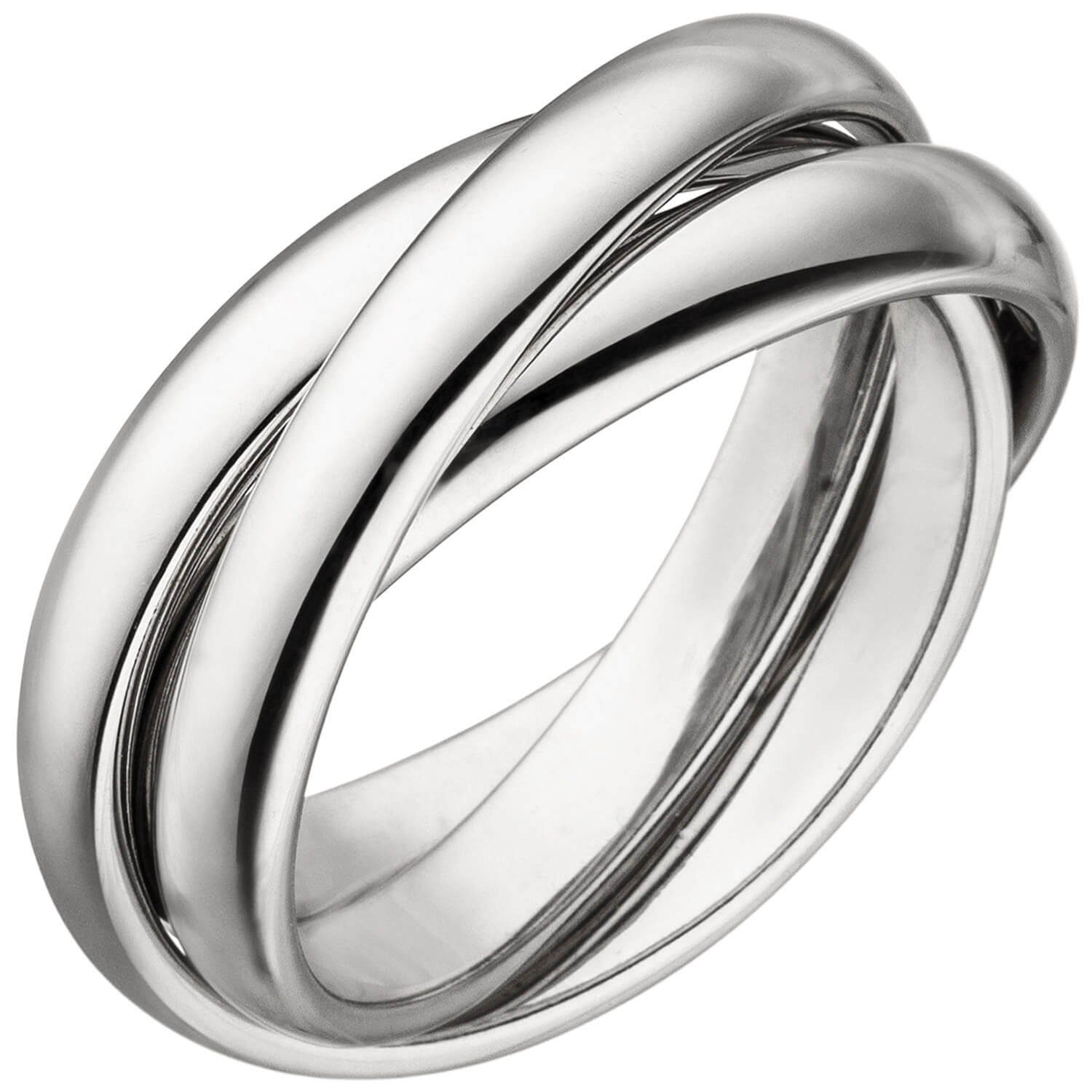 Schmuck Krone Silberring 3-er Ring Damenring aus 925 Silber rhodiniert glänzend 6,5mm breit Fingerring, Silber 925