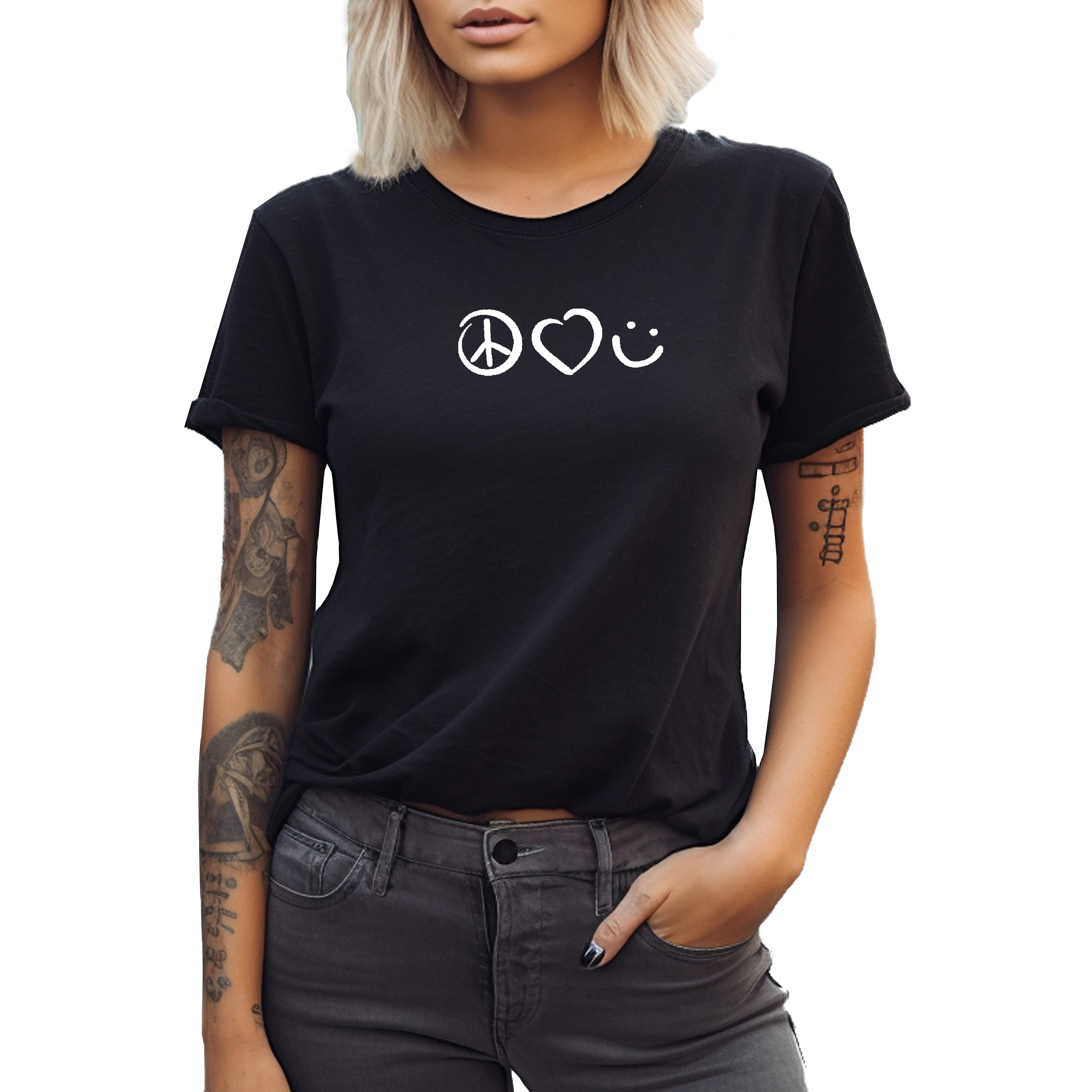 Banco T-Shirt Damen Kurzarm Peace, Love, günstig online kaufen