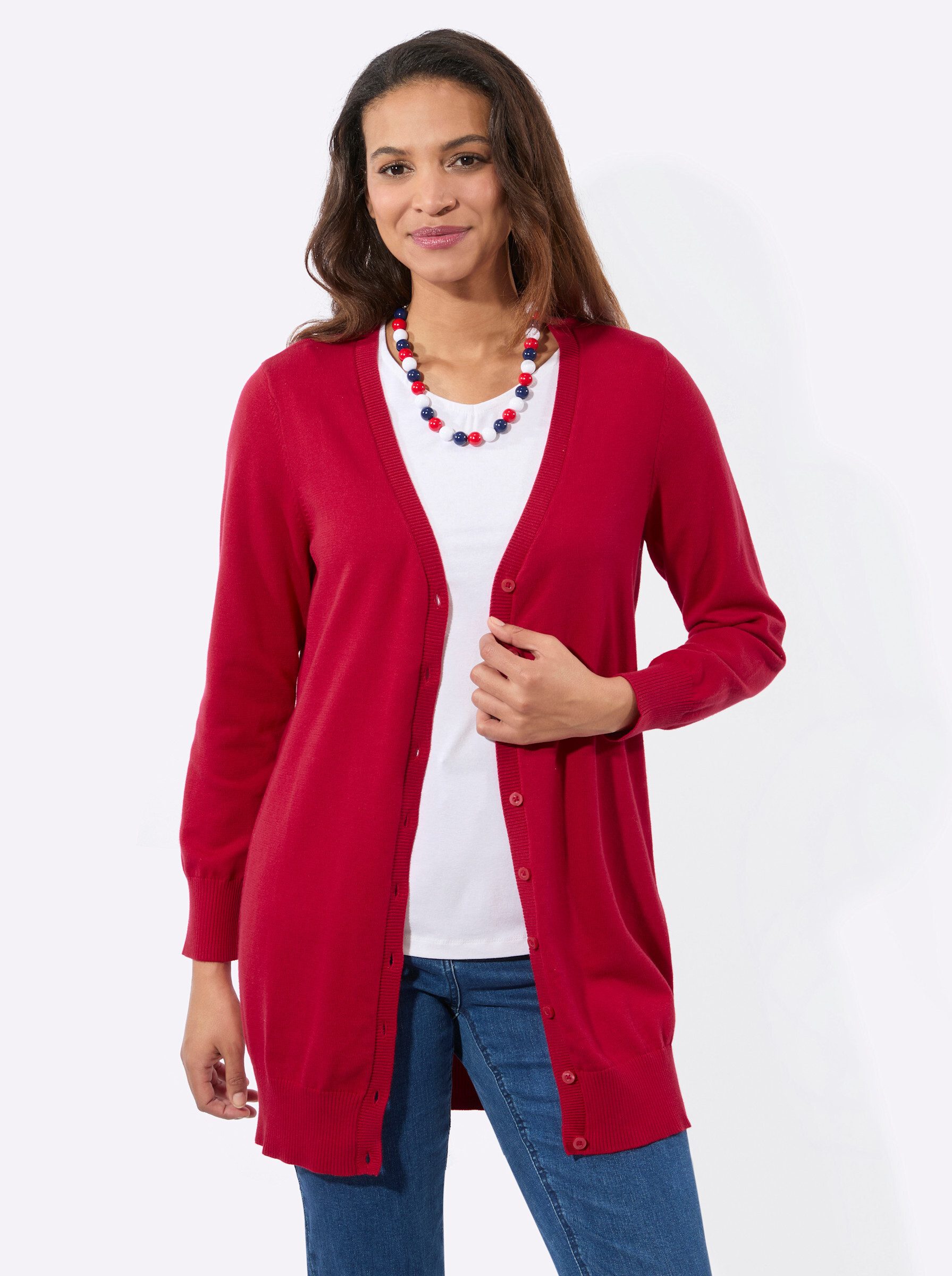 Witt Strickjacke Long-Strickjacke Langarm Jersey