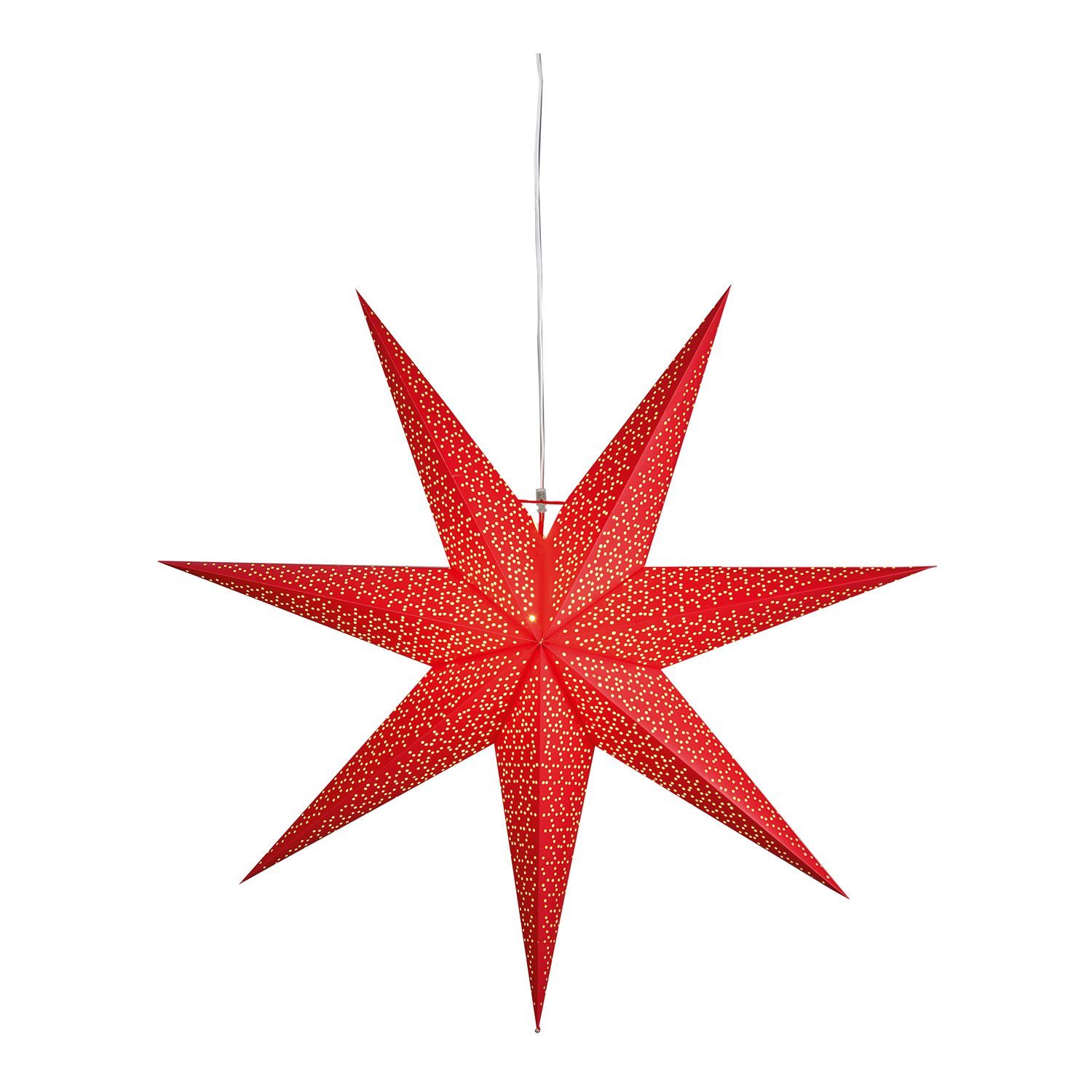 STAR Faltstern rot hängend Stern LED Leuchtstern TRADING mit 100cm 7zackig Papierstern Kabel