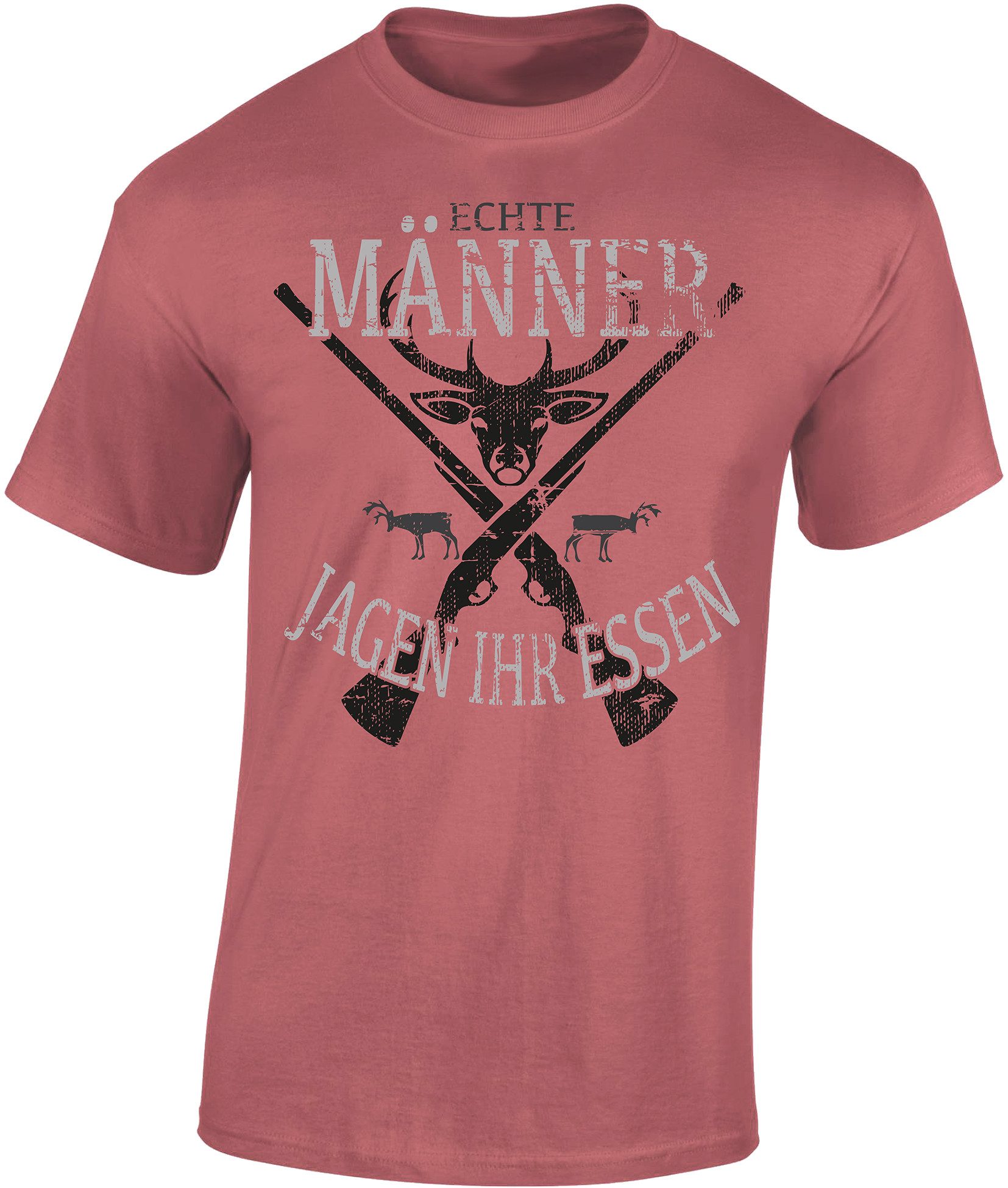 Baddery Print-Shirt Jäger T-Shirt: "Echte Männer günstig online kaufen