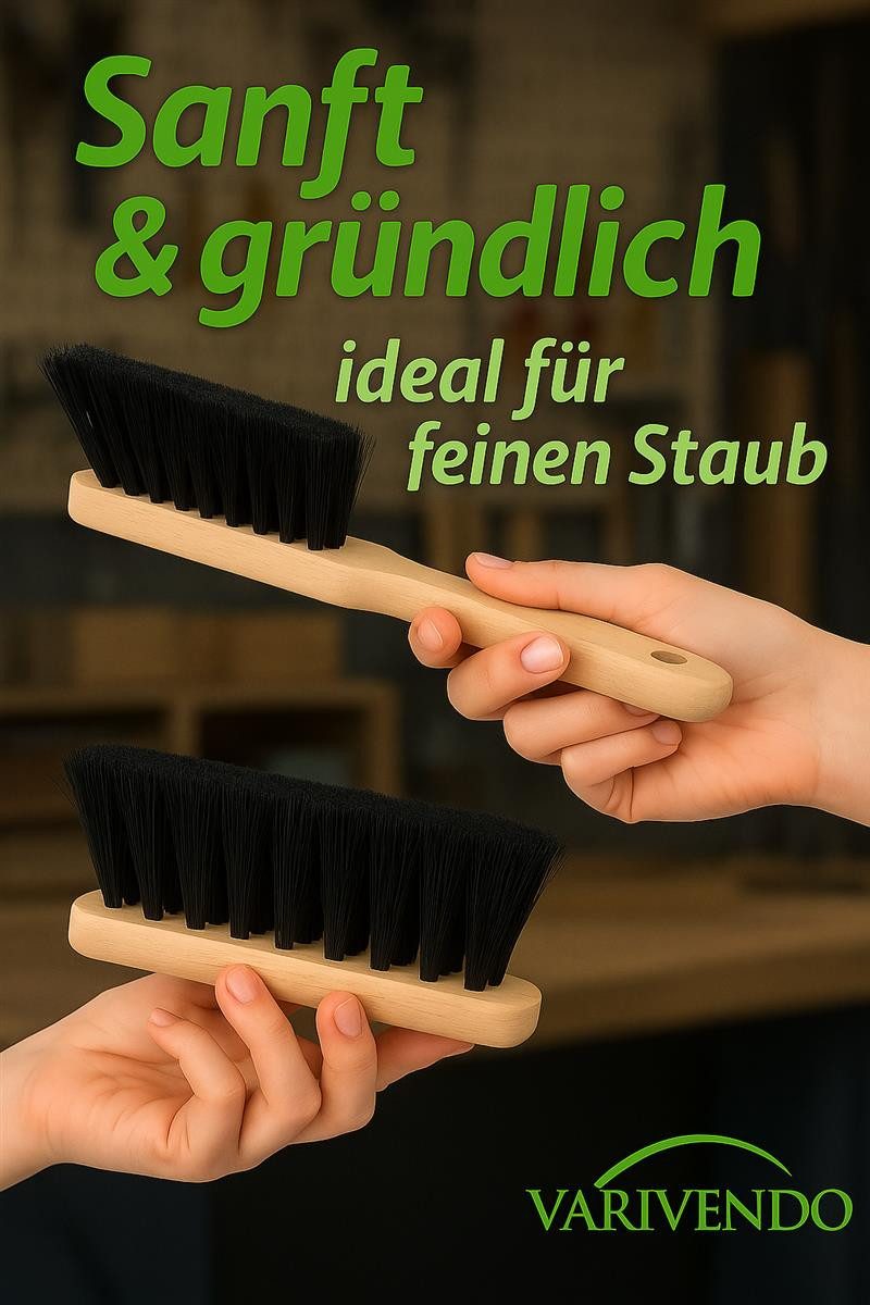varivendo Kehrgarnitur Handfeger Industrie Schwarz 2 Stück, Werkstatt, (Stück, 2-tlg., Handfeger), Handfeger Kehrbesen Kehrset Besen Set Kehrgarnitur Kehrschaufel