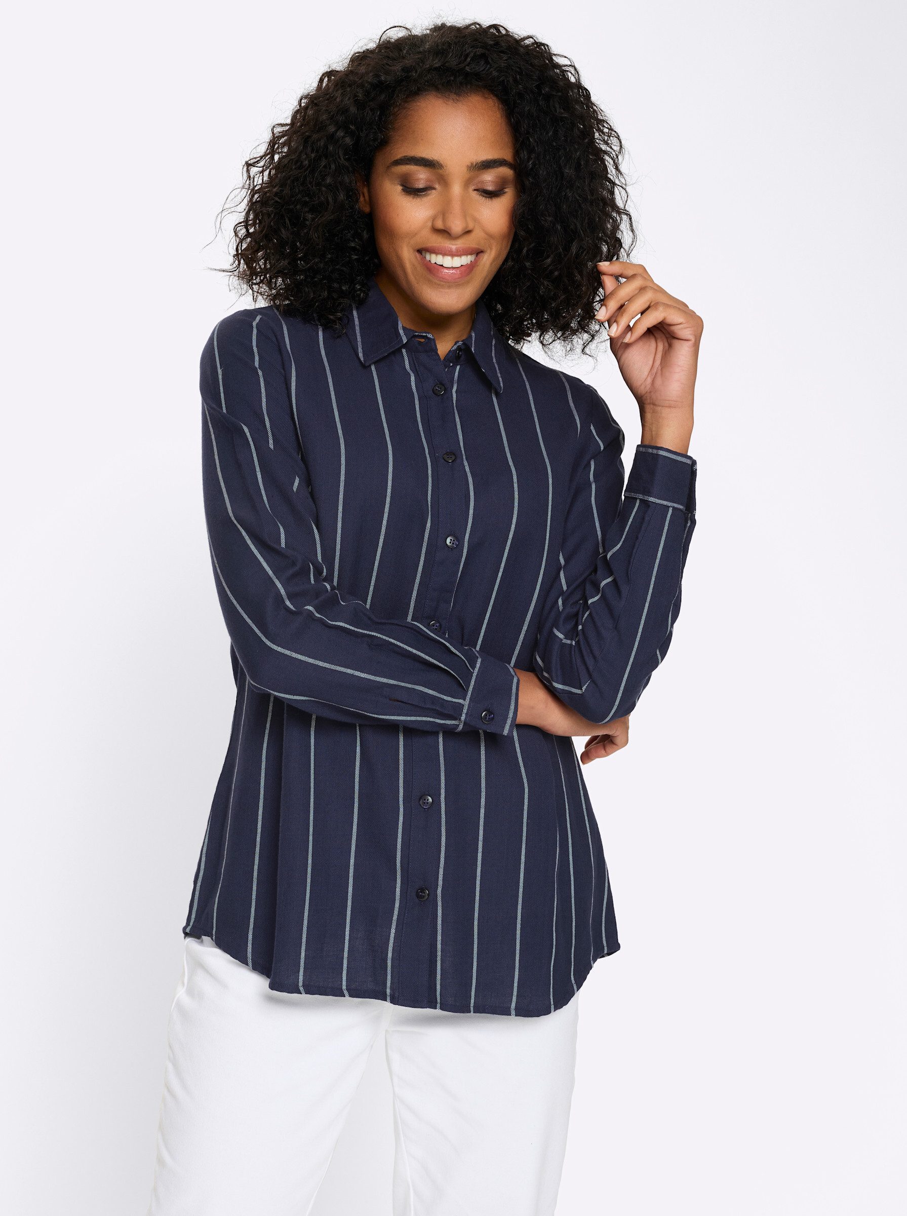 Sieh an! Klassische Bluse Longbluse Langarm