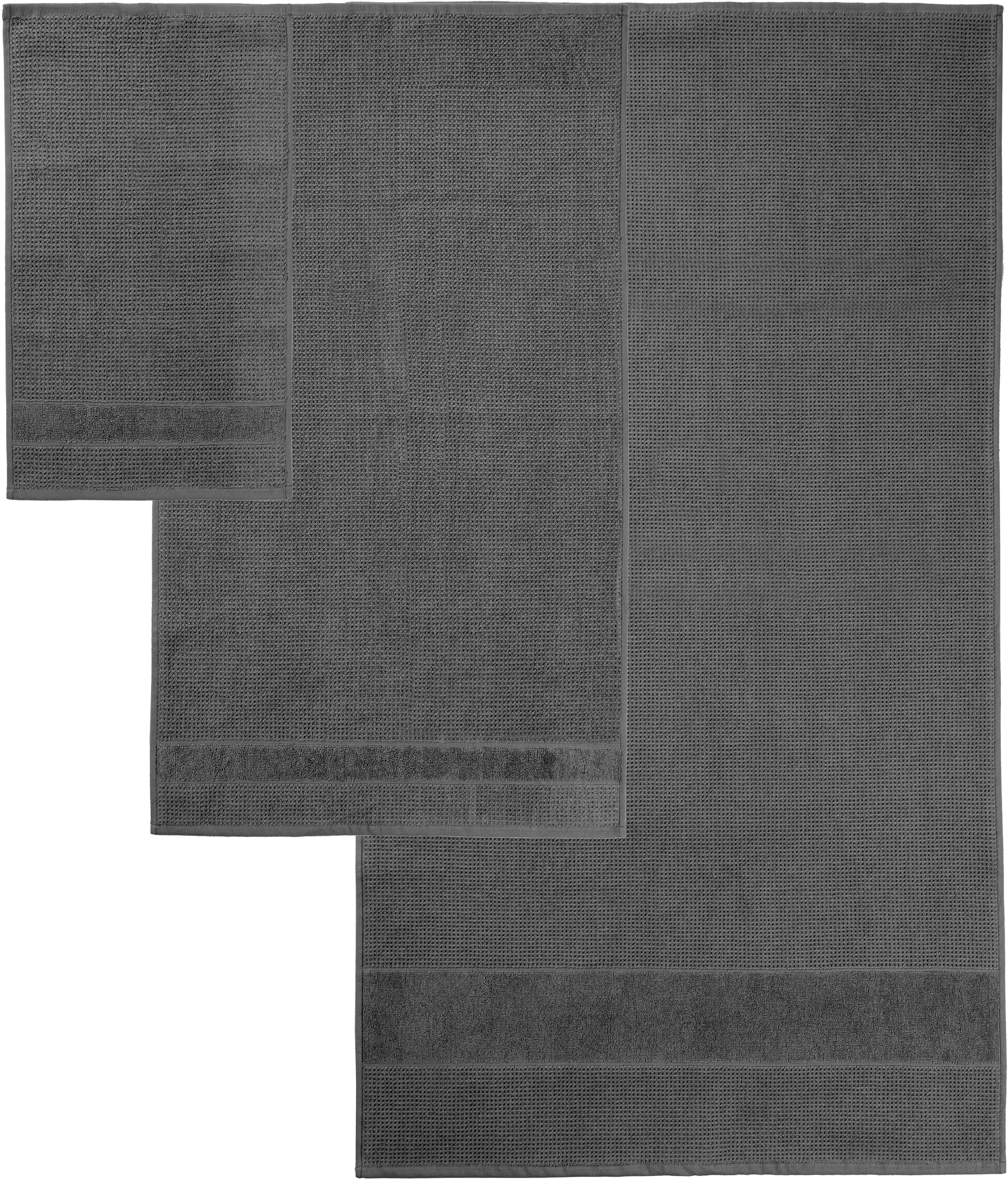 OTTO home Handtuch Set Kimi, Duschtuch, Handtücher und Gästetücher, Walkfrottee (Set, 5-St), 100% Baumwolle, einfarbig, weich, mit Bordüre, besondere Struktur