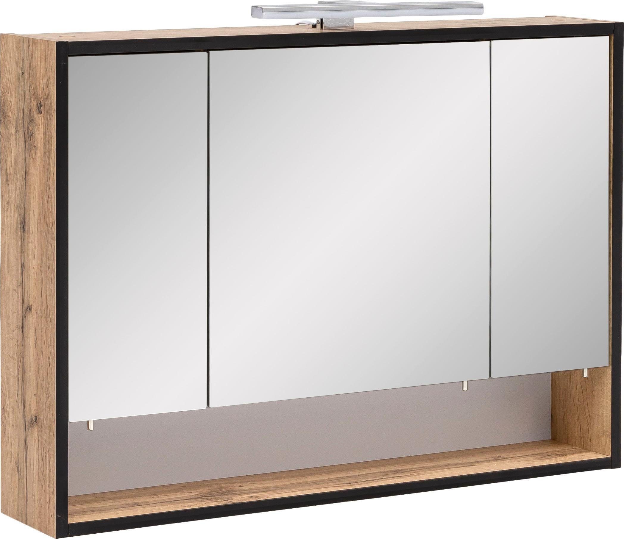 Schildmeyer Spiegelschrank Maxima Breite 80 cm, 3-türig, LED-Beleuchtung, Schalter-/Steckdosenbox