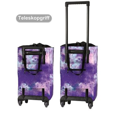 CALIYO Einkaufstrolley Faltbarer Einkaufstasche mit Rollen 23L- Kühlfach Einkaufstrolley, Einkaufswagen Tasche Teleskopstange Wiederverwendbar Einkaufsbeutel