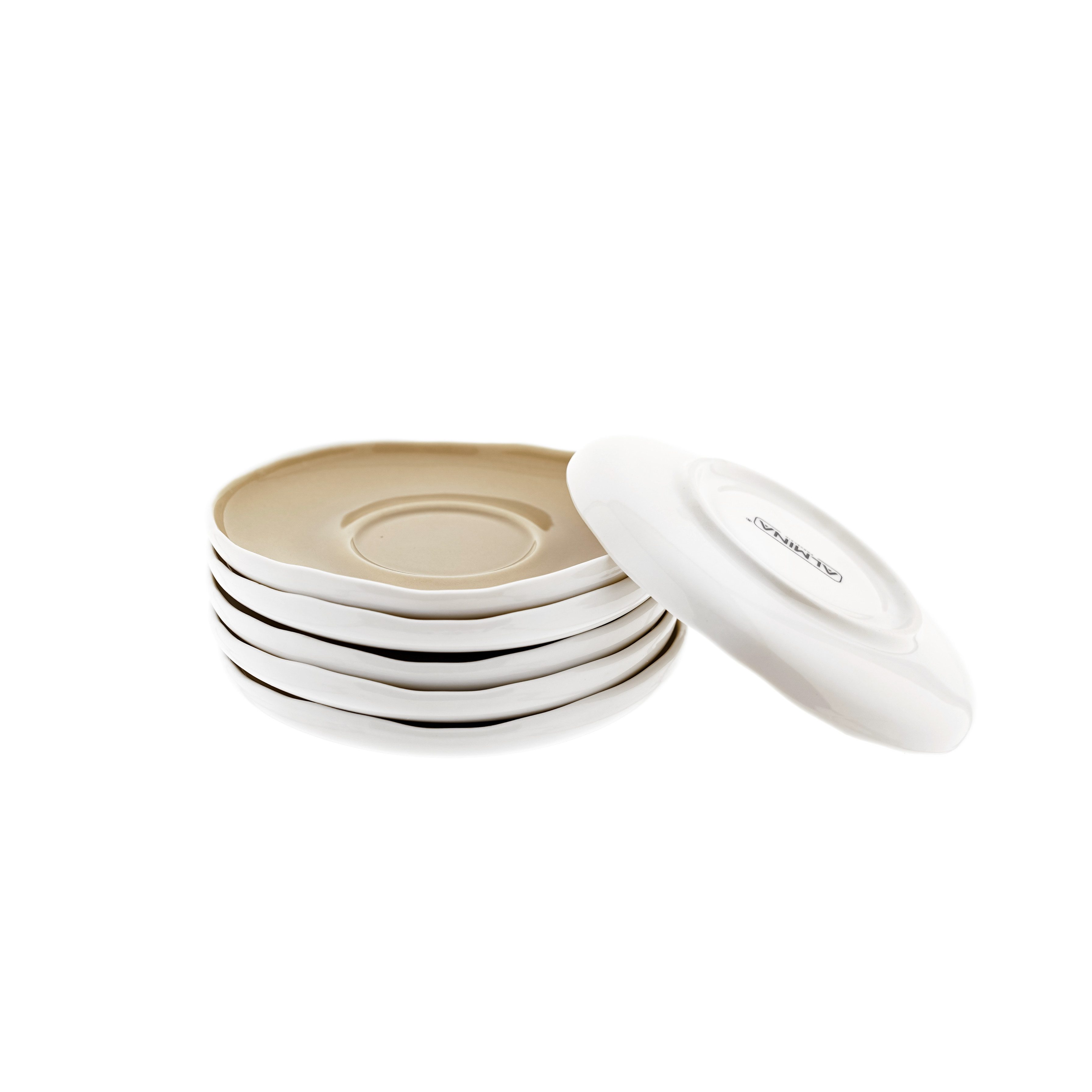 Almina Untertasse Wave Cream, (6 St), aus hochwertigem Porzellan, 12,5 x 1,5 cm