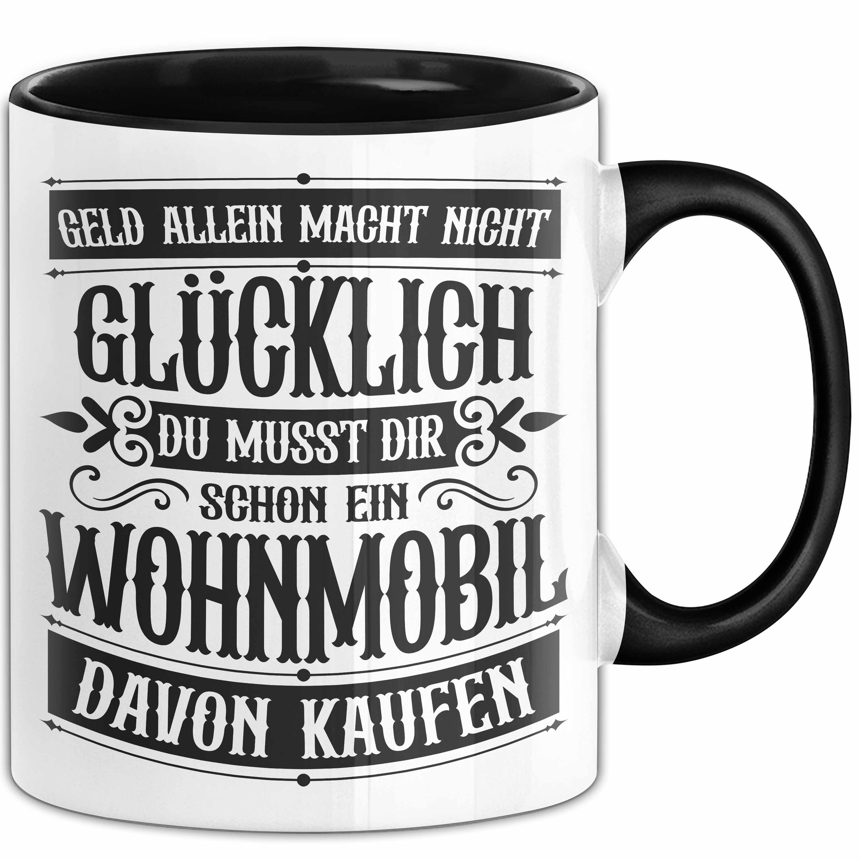Trendation Tasse Hobby Wohnmobil Tasse Geschenk für Wohnwagen Fans Geld Allein Macht Ni