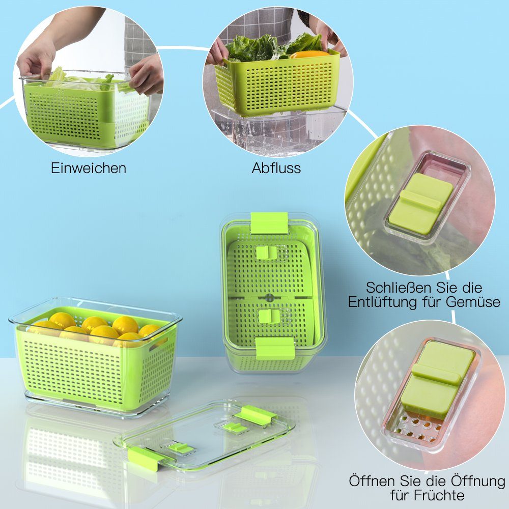 Luxear Frischhaltedose Kühlschrank Frischhaltedosen Set, (3-tlg), Grün langlebig PETG
