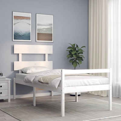 vidaXL Bett Seniorenbett mit Kopfteil 90x200 cm Weiß Massivholz