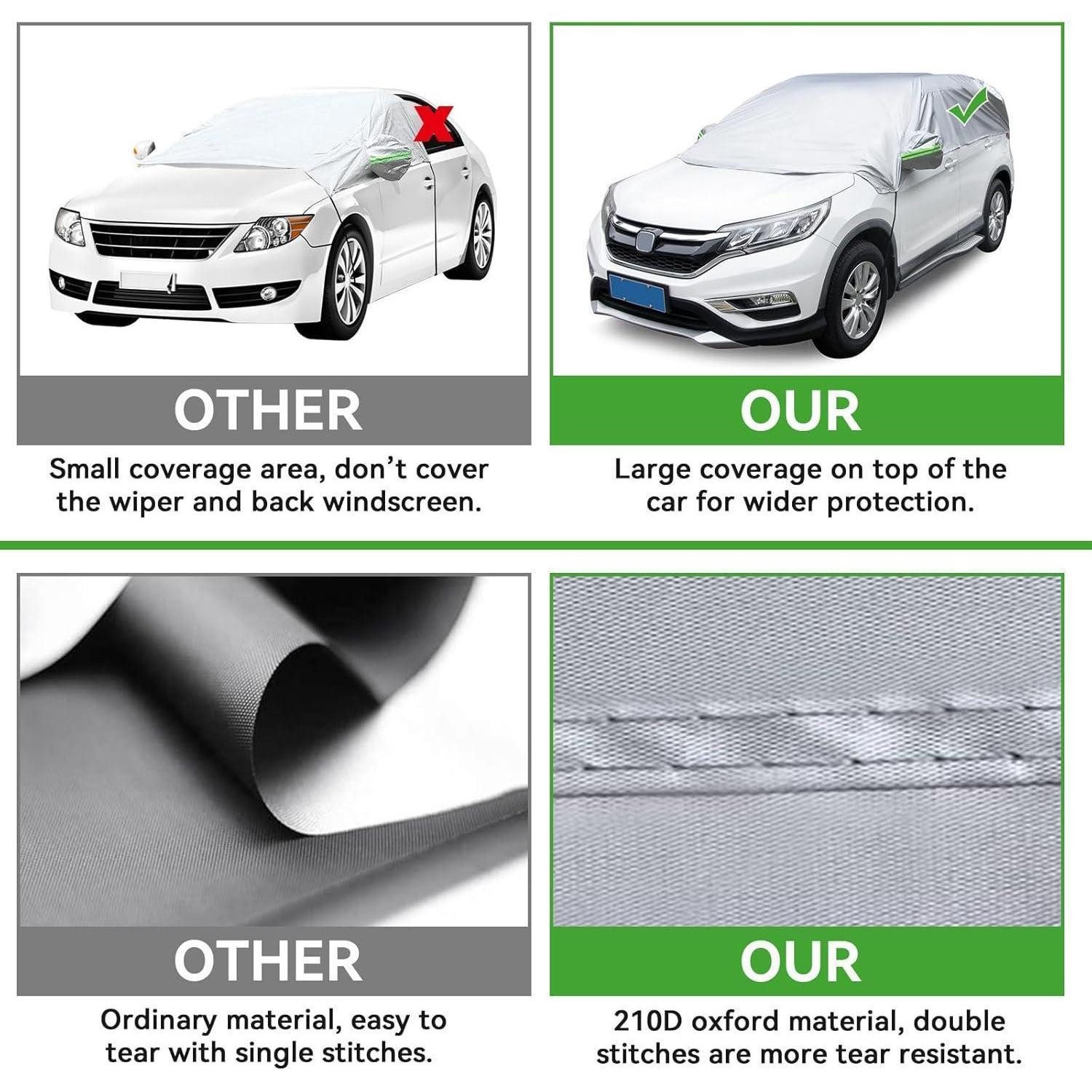 LuxusKollektion Autoplane Halbgarage Auto SUV Wasserdicht Outdoor Winter Haken Riemen Silber