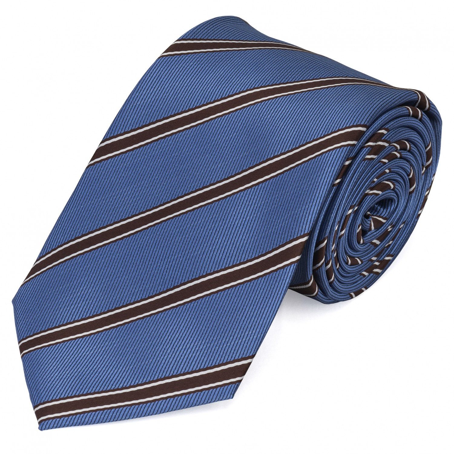 Fabio Farini Krawatte gestreifte Herren Krawatte - Tie mit Streifen in 6cm oder 8cm Breite (ohne Box, Gestreift) Breit (8cm), Hellblau/Braun/Weiß