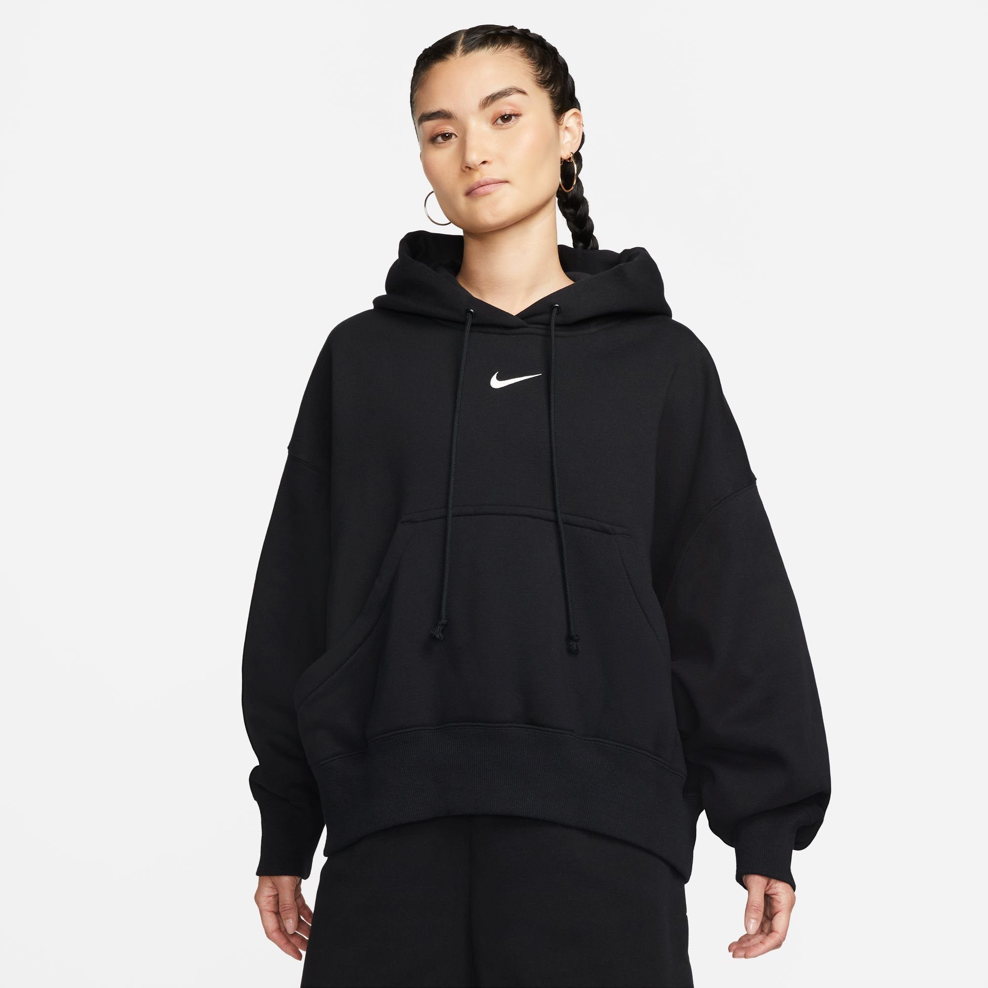 Nike BLACK/SAIL PULLOVER Sportswear OVER-OVERSIZED WOMEN'S HOODIE FLEECE Kapuzensweatshirt PHOENIX