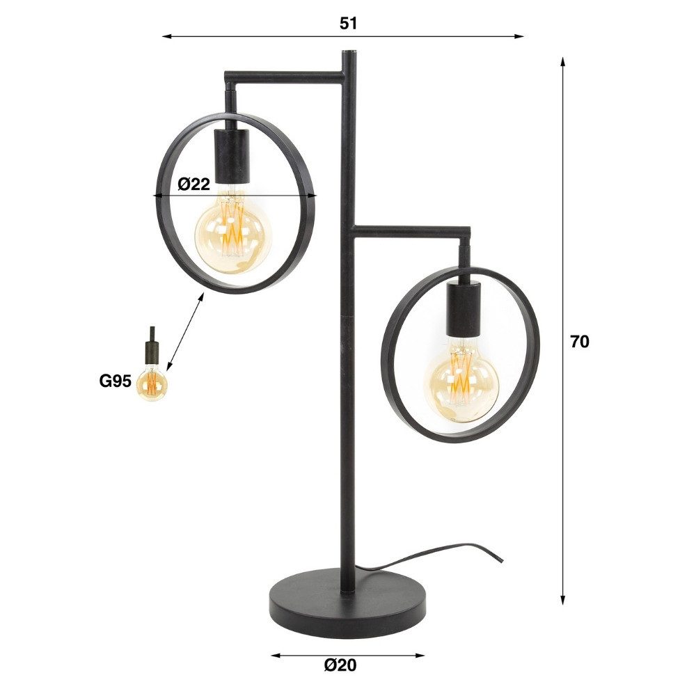 famlights Tischleuchte famlights, Tischleuchte Idris in Altsilber E27 2-flammig