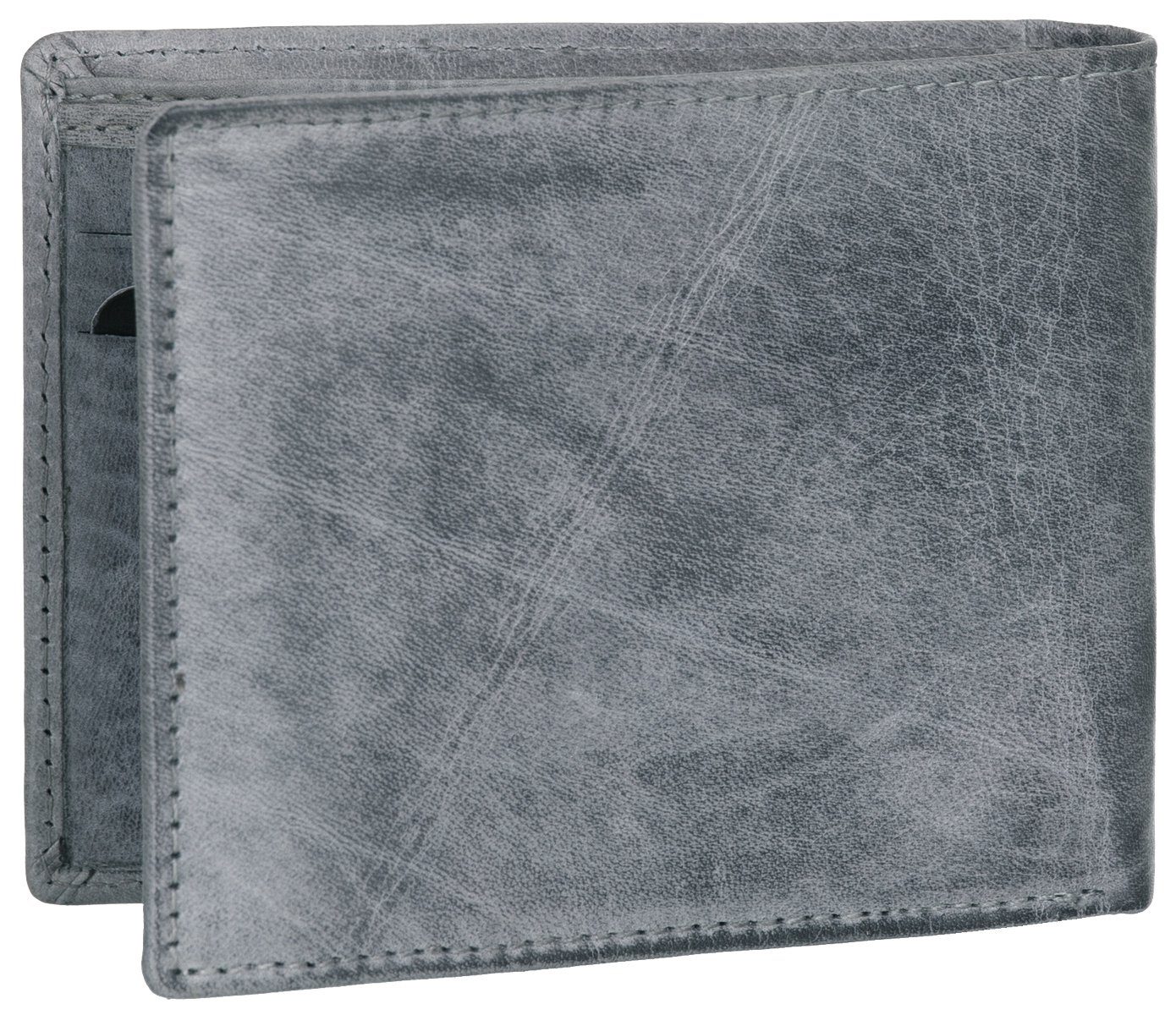 grau Geldbeutel RFID-Schutz flach Portemonnaie J.Jones Echt faltbar Leder Geldbörse, Geldbörse und Münzfach