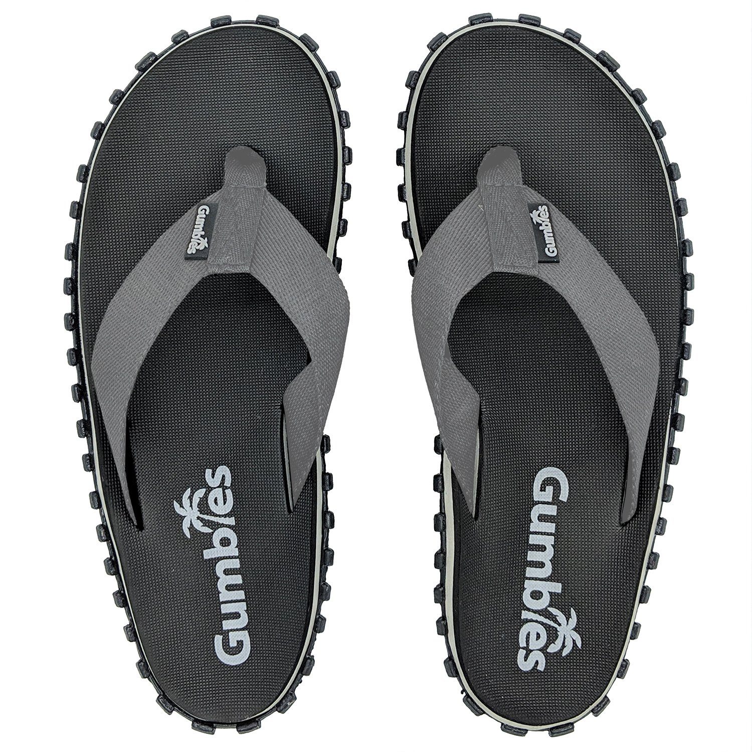 Gumbies Duckbills in Black T-Strap-Zehentrenner aus recycelten Materialien hergestellt, stabile Gummisole