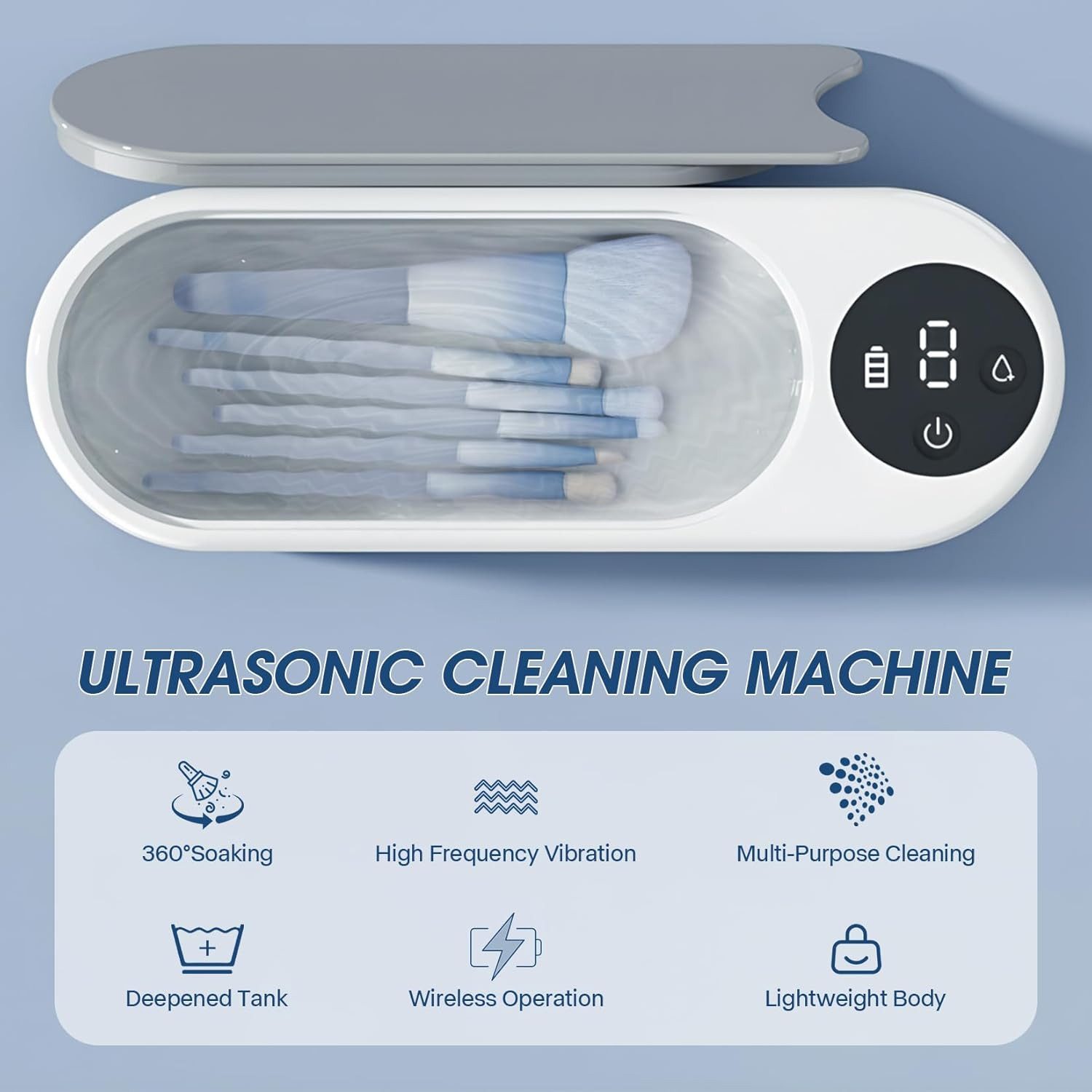 Tenlamp Ultraschallreiniger professioneller Ultraschall-Schmuckreiniger mit blauem Licht, tragbarer Reiniger für Maniküresalon, Brillen, Uhren, Ringe