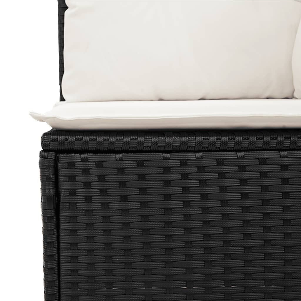 furnicato Garten-Essgruppe 9-tlg. Garten-Sofagarnitur mit Kissen Schwarz Poly Rattan, (1-tlg)